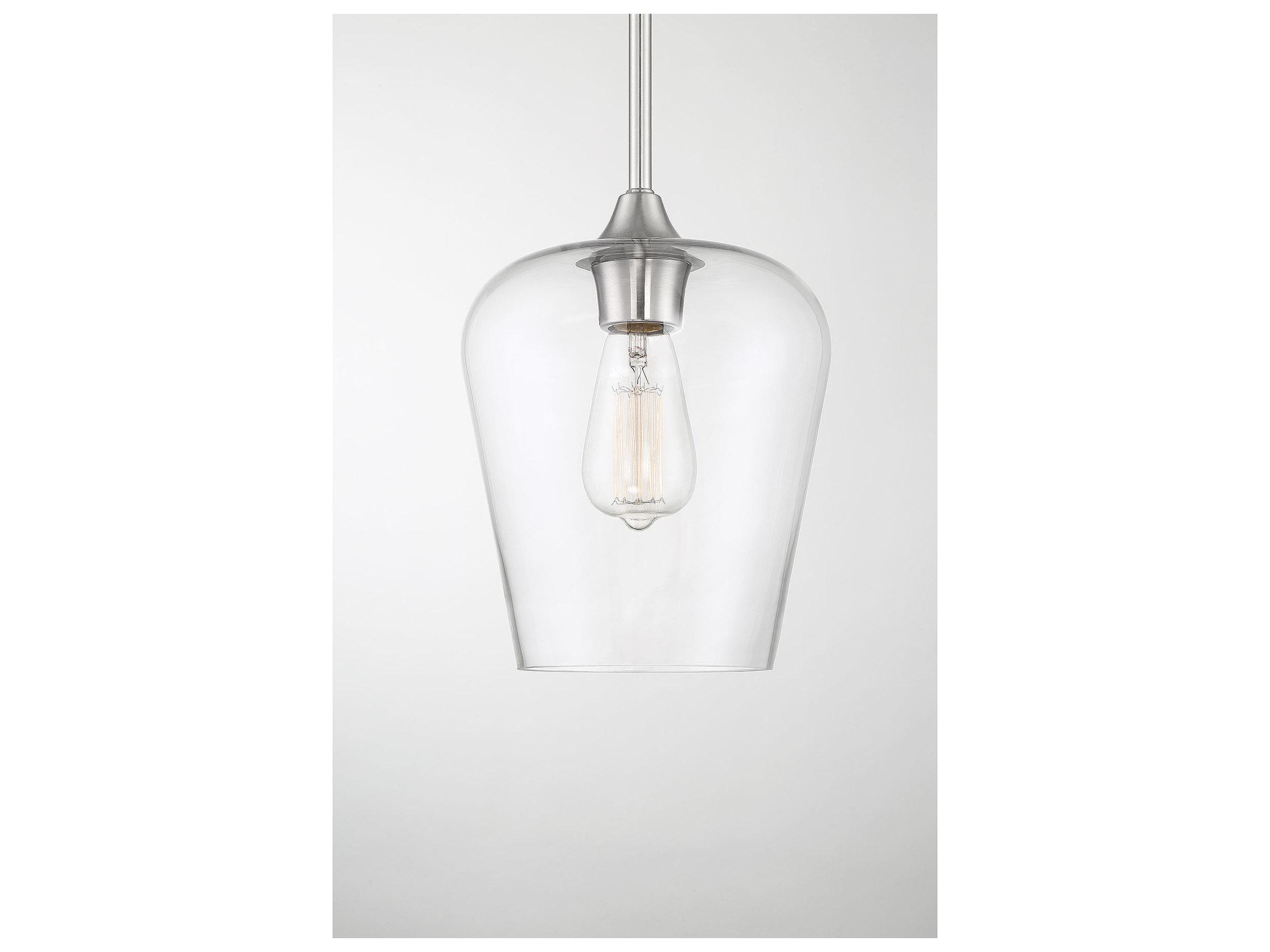 Savoy House Octave 1-Light Satin Nickel Glass Bell Mini Pendant