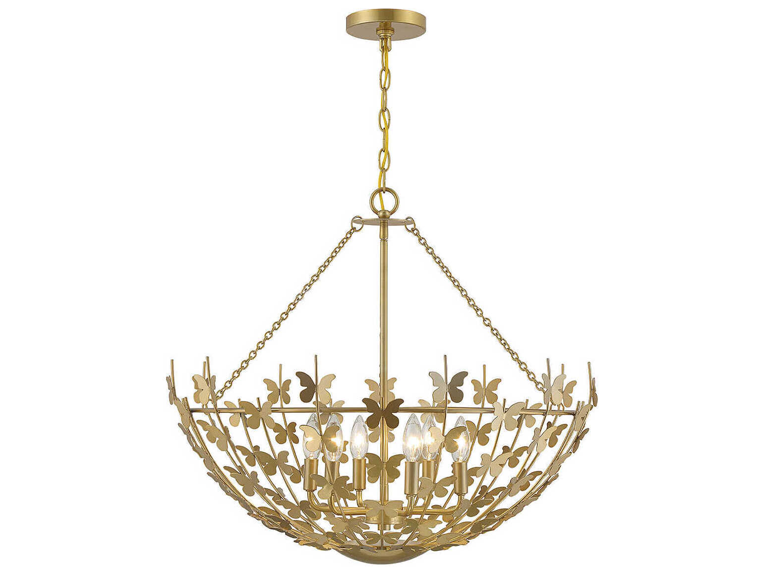 Savoy House Birch 6-Light Burnished Brass Bowl Pendant