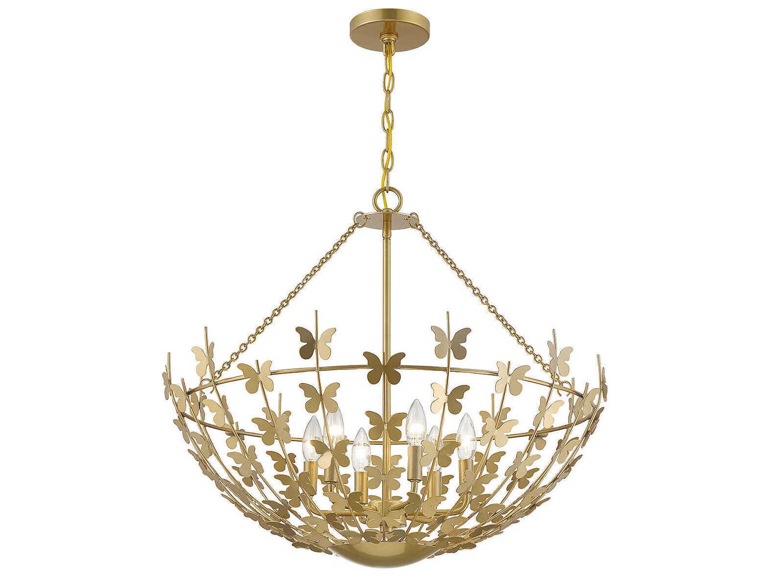 Savoy House Birch 6-Light Burnished Brass Bowl Pendant