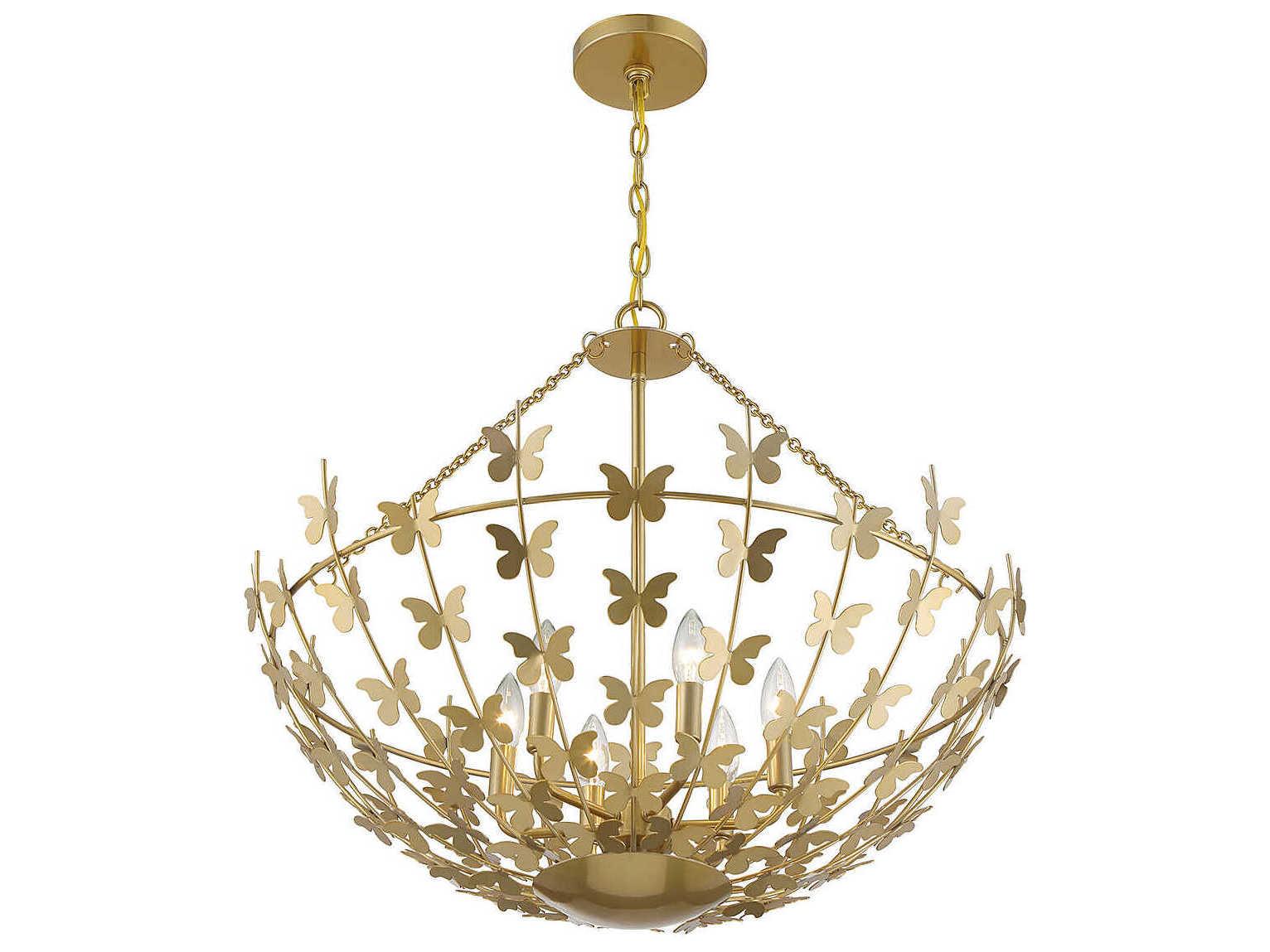 Savoy House Birch 6-Light Burnished Brass Bowl Pendant