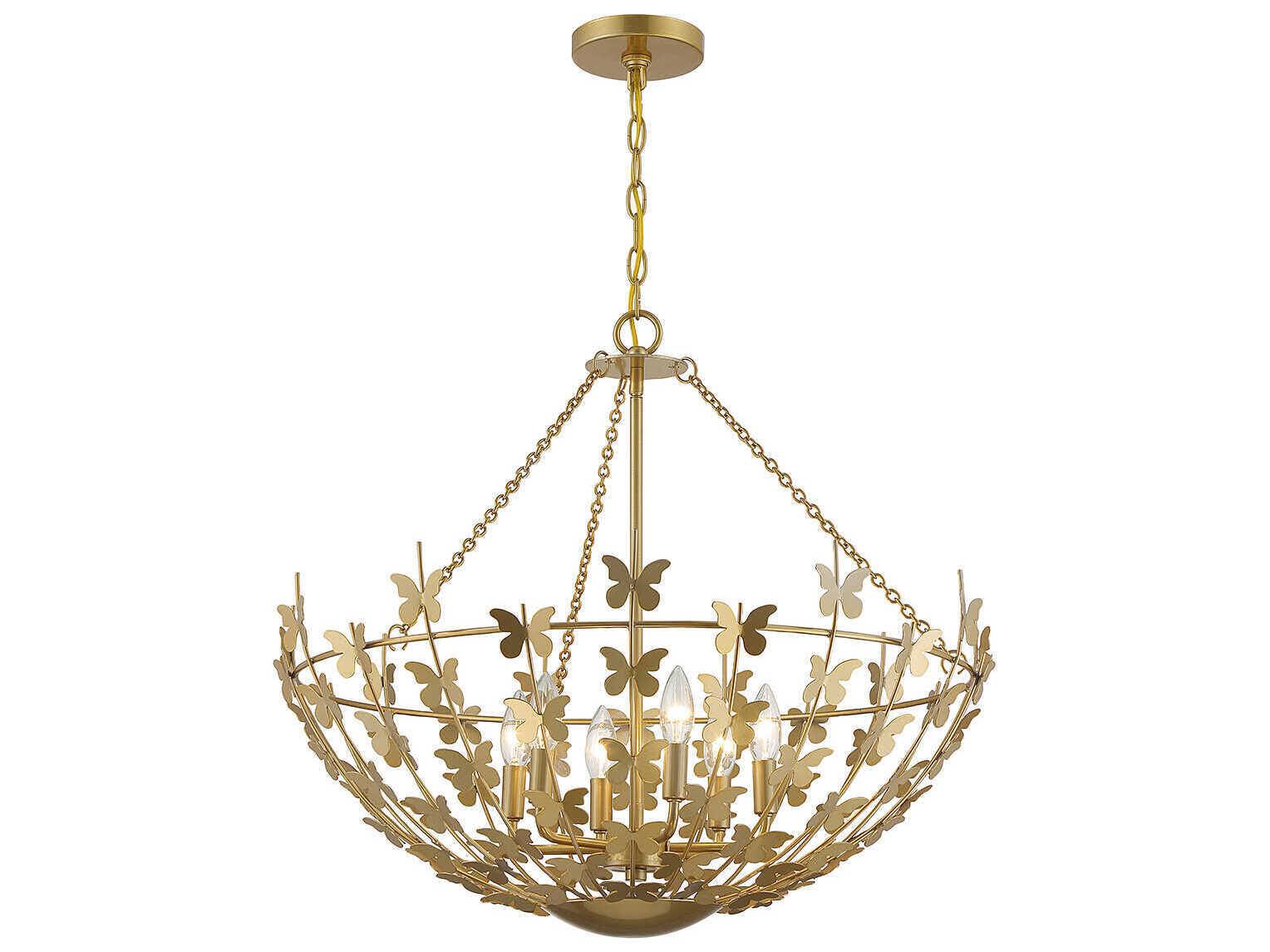 Savoy House Birch 6-Light Burnished Brass Bowl Pendant