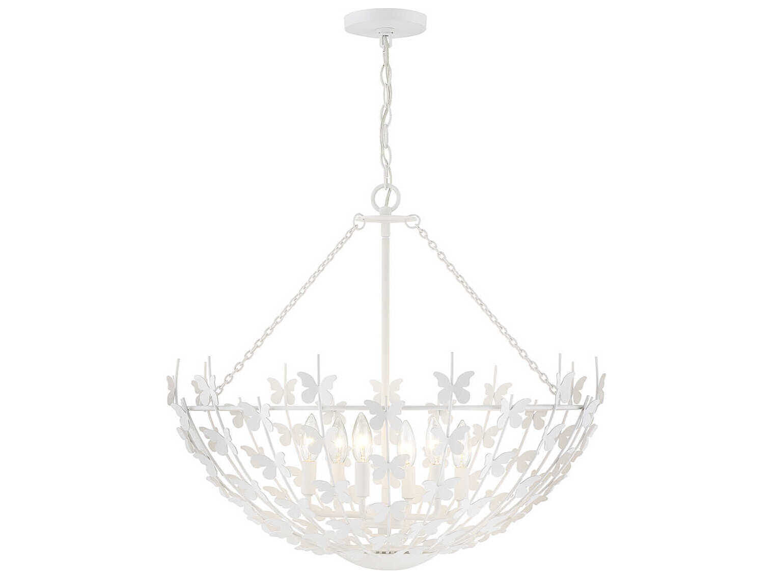 Savoy House Birch 6-Light Bisque White Bowl Pendant