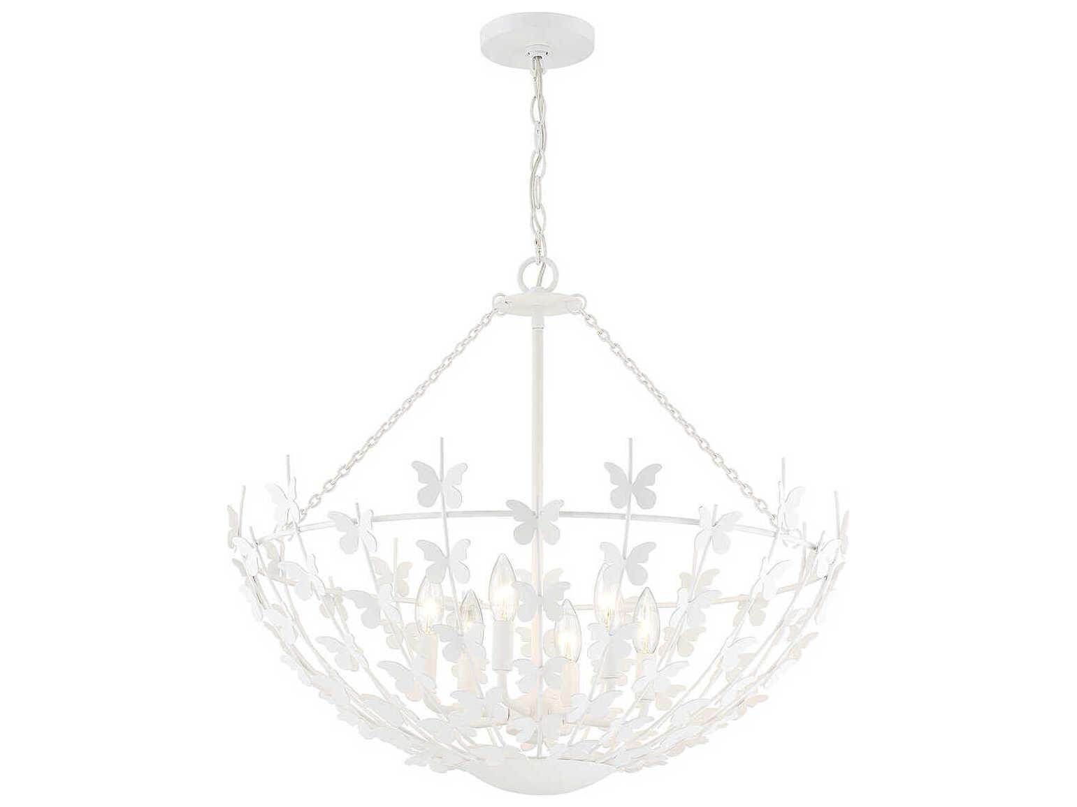 Savoy House Birch 6-Light Bisque White Bowl Pendant