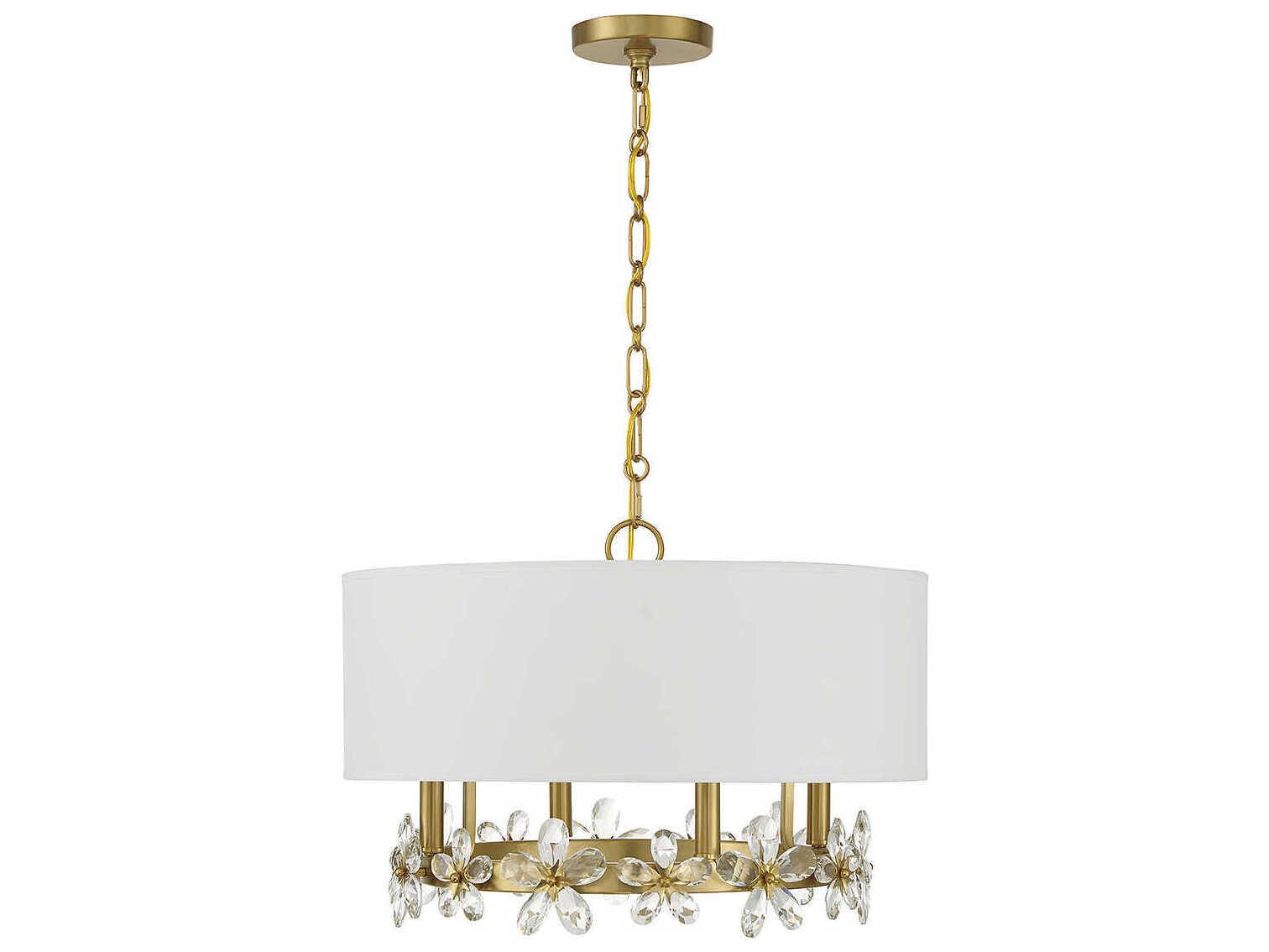 Savoy House Dahlia 4-Light Warm Brass Crystal Drum Pendant