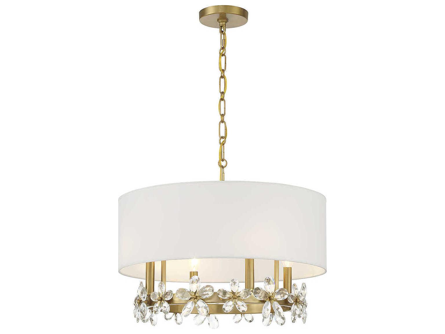 Savoy House Dahlia 4-Light Warm Brass Crystal Drum Pendant