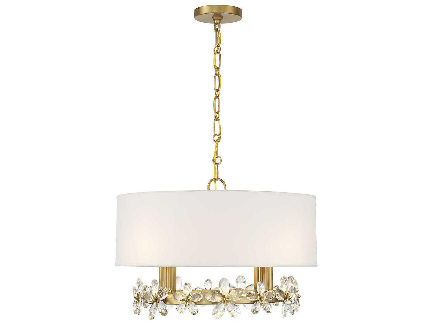 Savoy House Dahlia 4-Light Warm Brass Crystal Drum Pendant