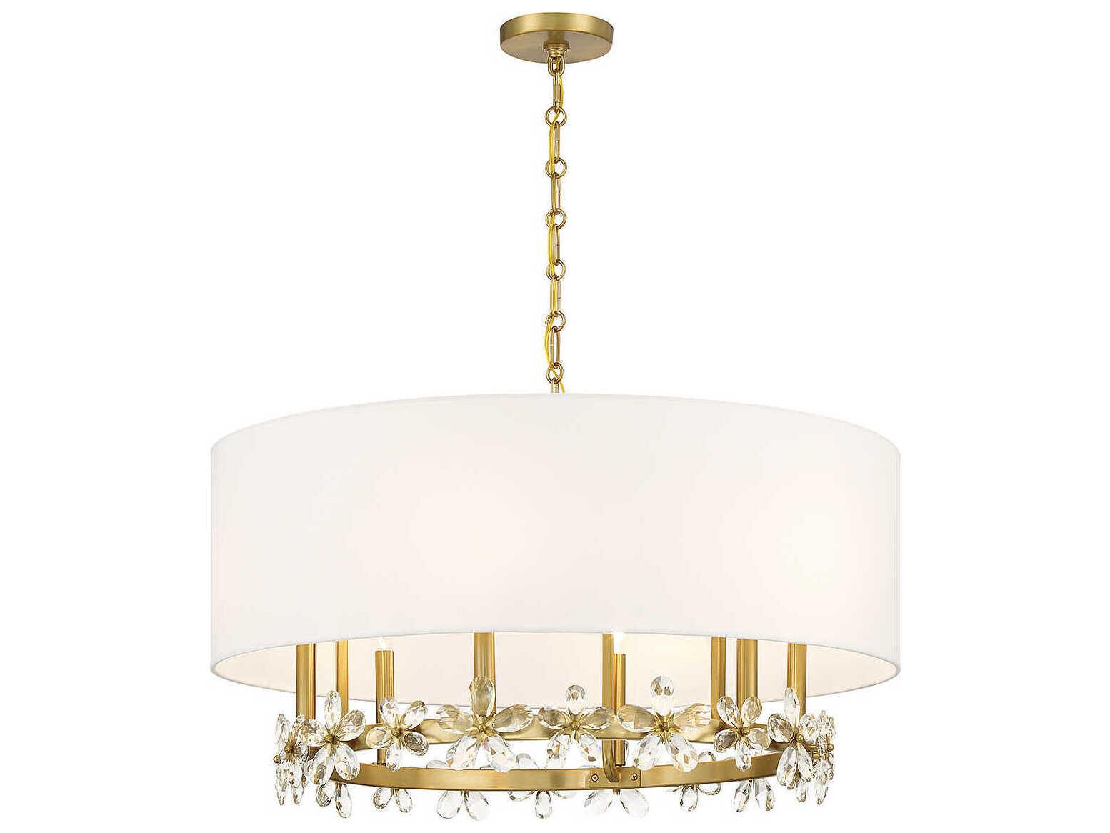 Savoy House Dahlia 6-Light Warm Brass Crystal Drum Pendant