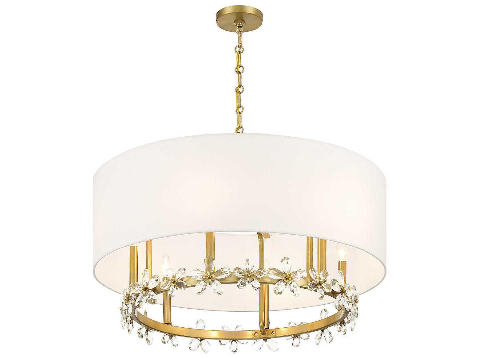 Savoy House Dahlia 6-Light Warm Brass Crystal Drum Pendant