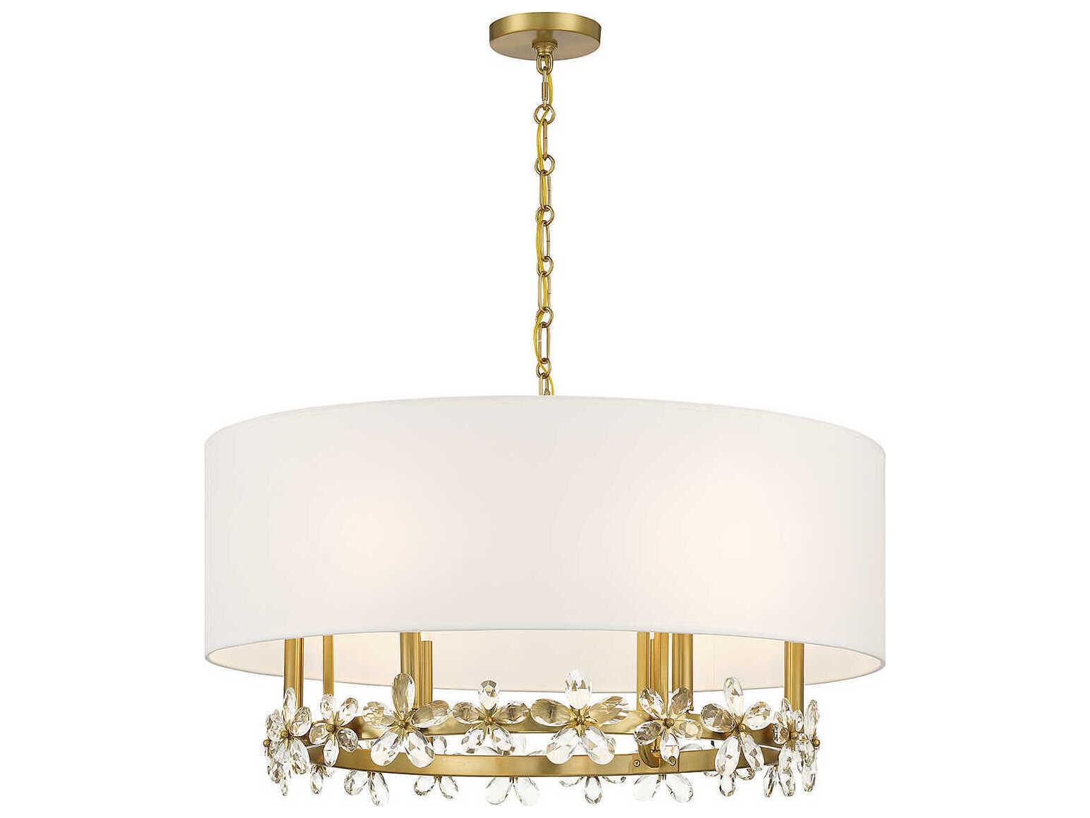 Savoy House Dahlia 6-Light Warm Brass Crystal Drum Pendant