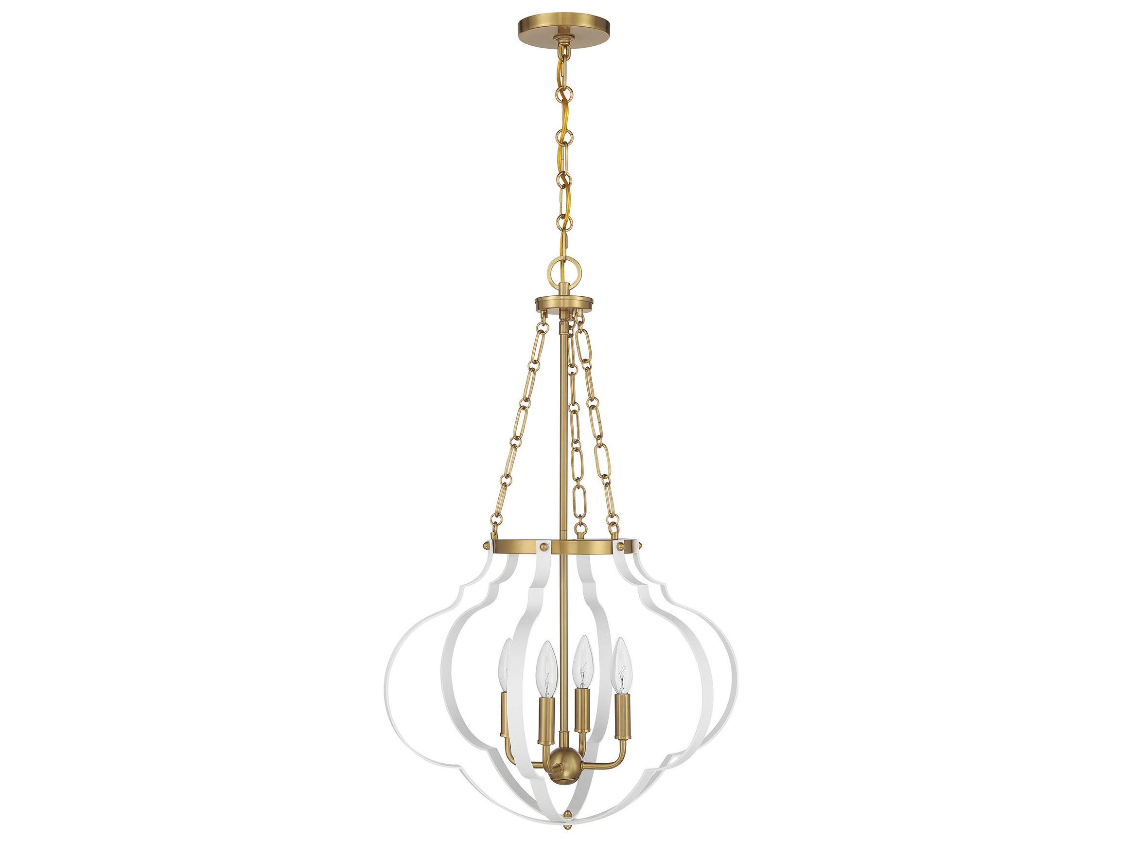Savoy House Mercer 4-Light White Warm Brass Pendant