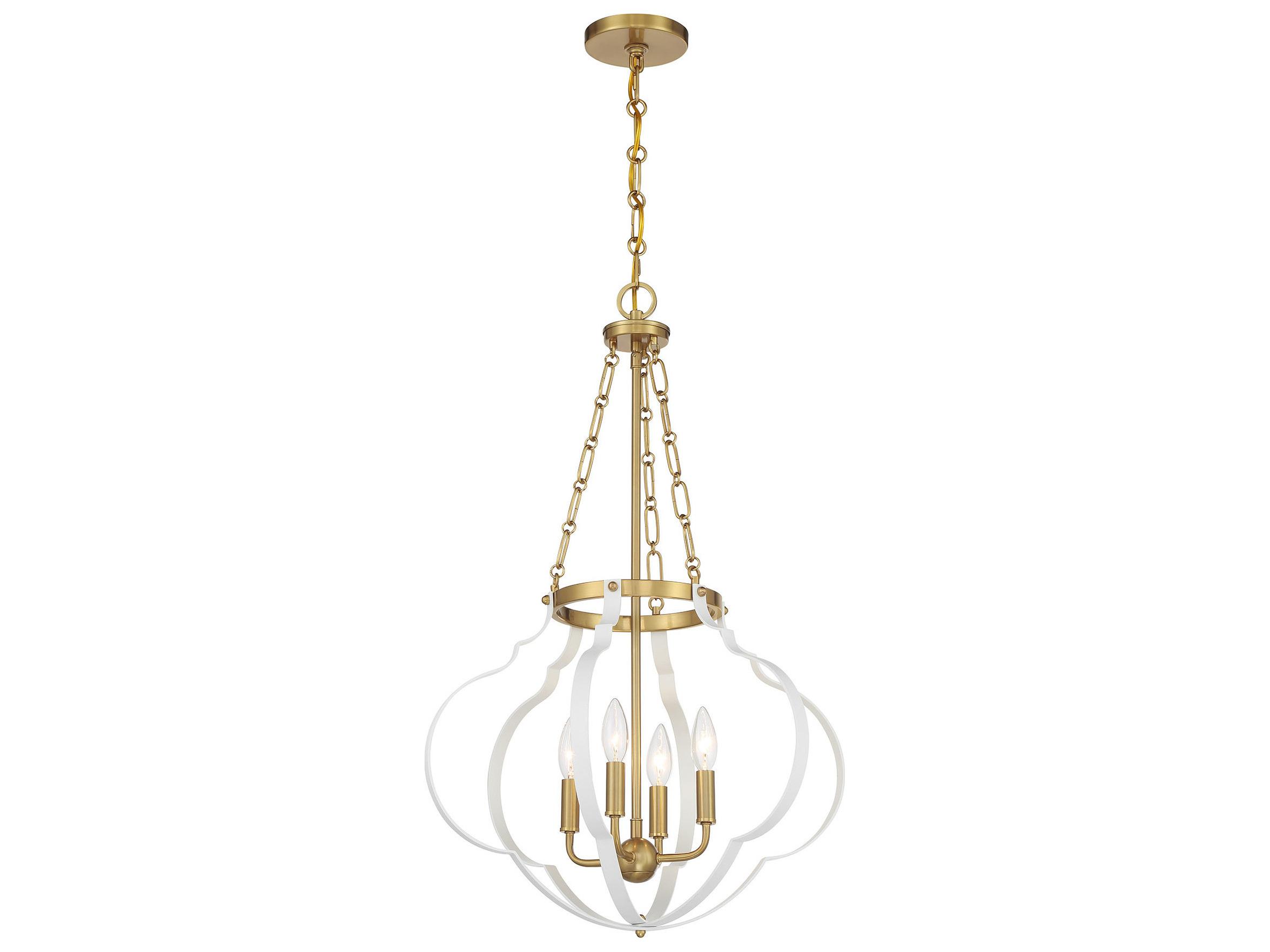 Savoy House Mercer 4-Light White Warm Brass Pendant