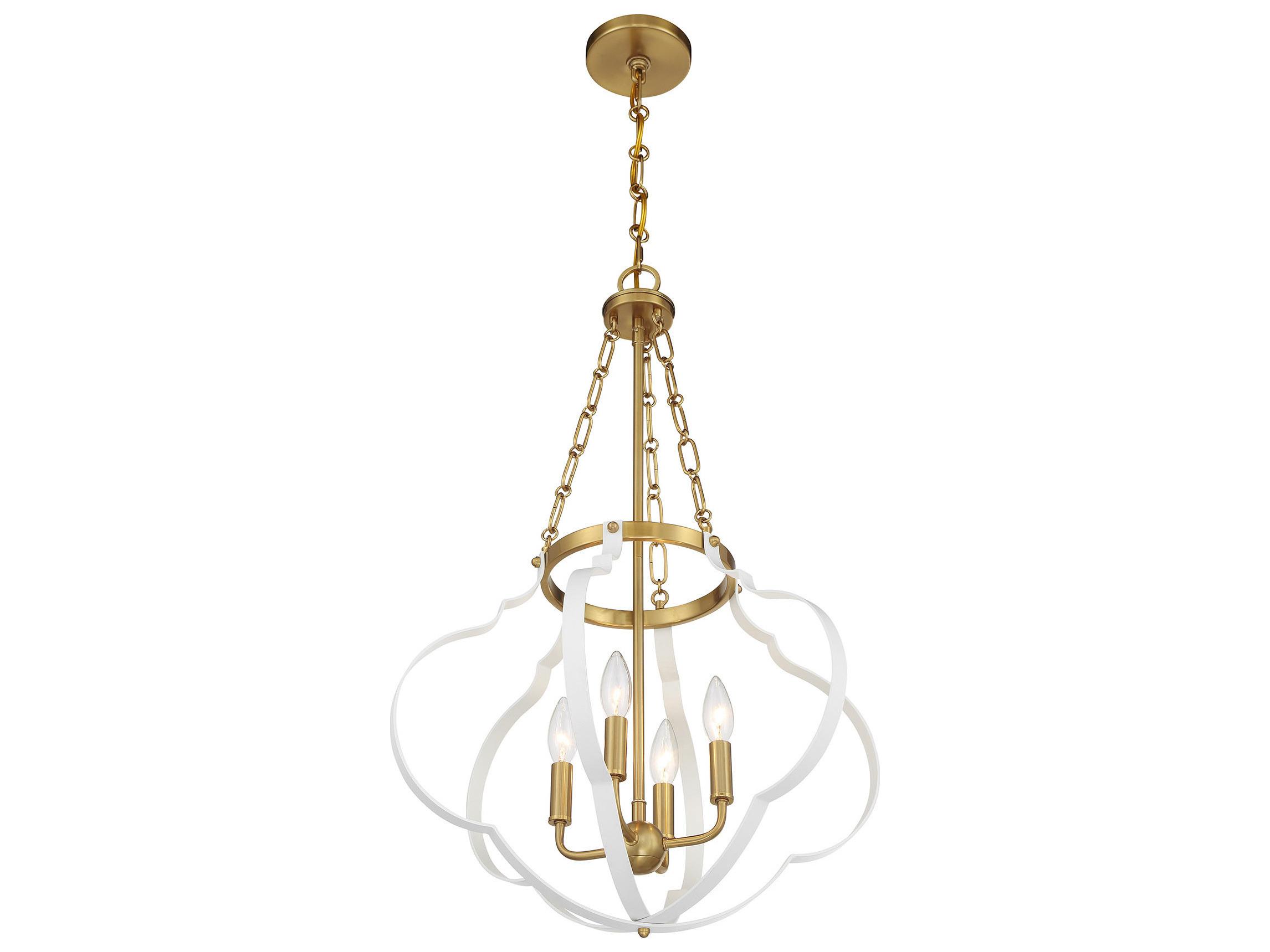 Savoy House Mercer 4-Light White Warm Brass Pendant
