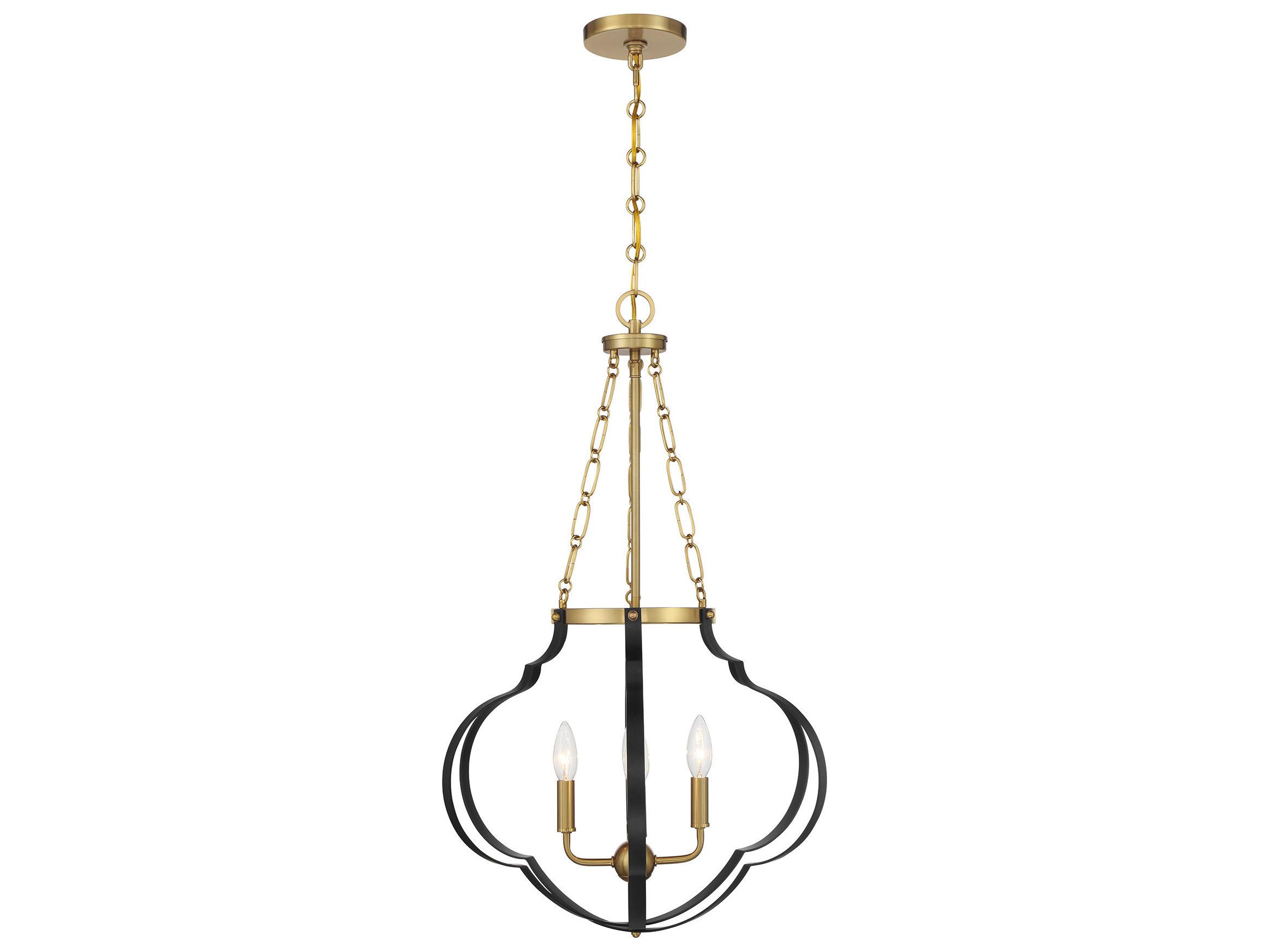 Savoy House Mercer 4-Light Matte Black Warm Brass Pendant