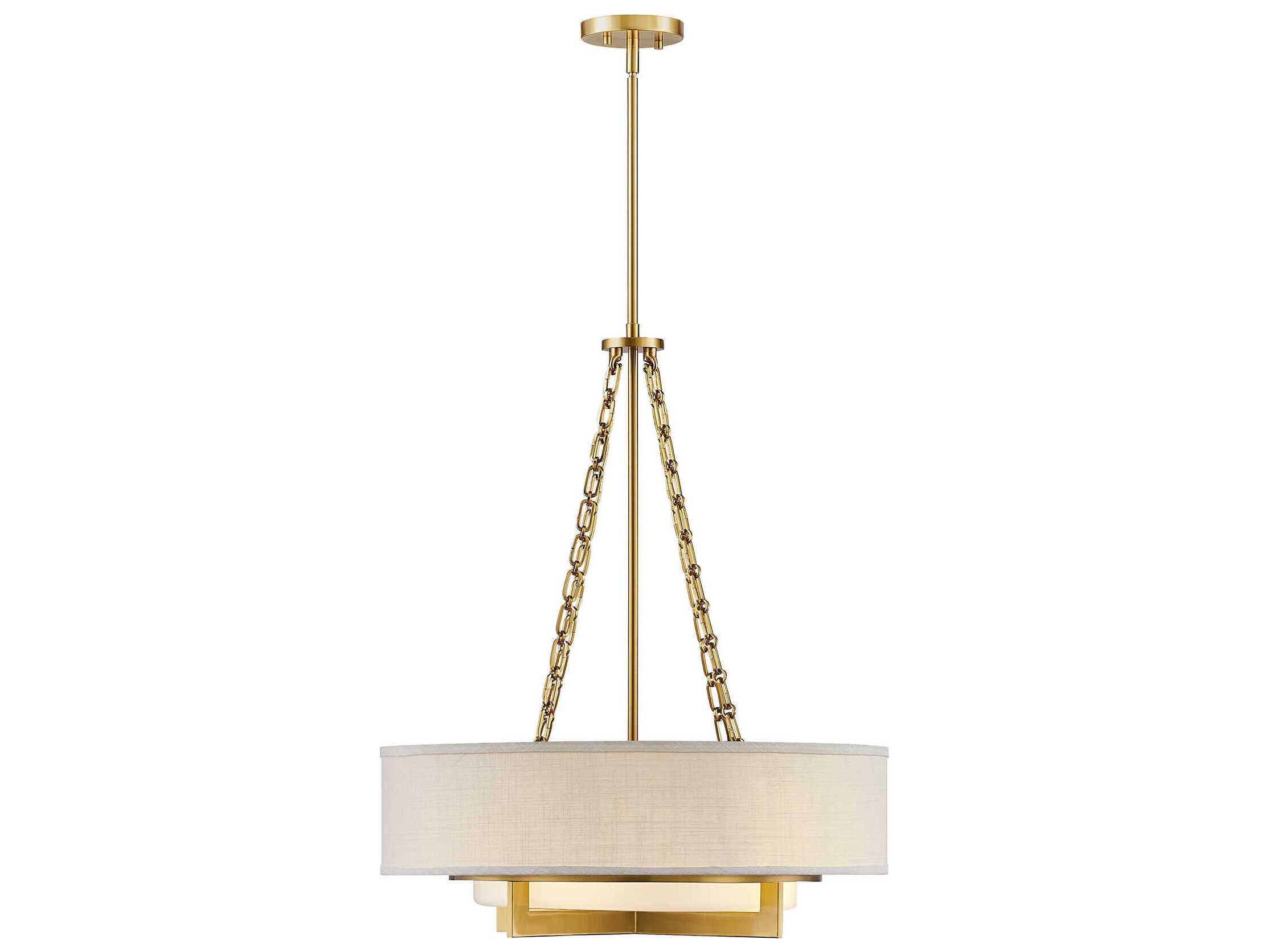Savoy House Brentwood 4-Light Warm Brass Drum Pendant