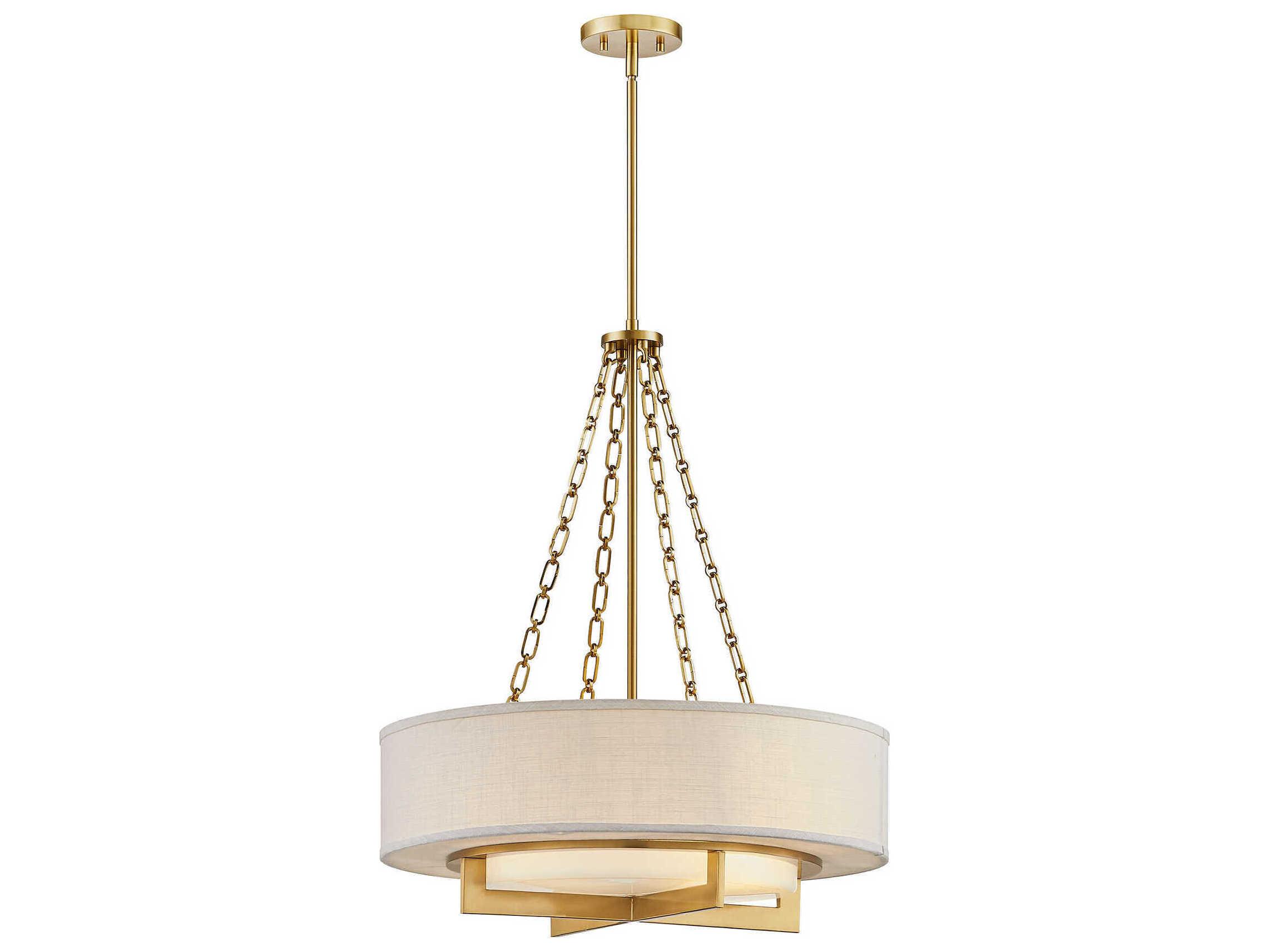 Savoy House Brentwood 4-Light Warm Brass Drum Pendant