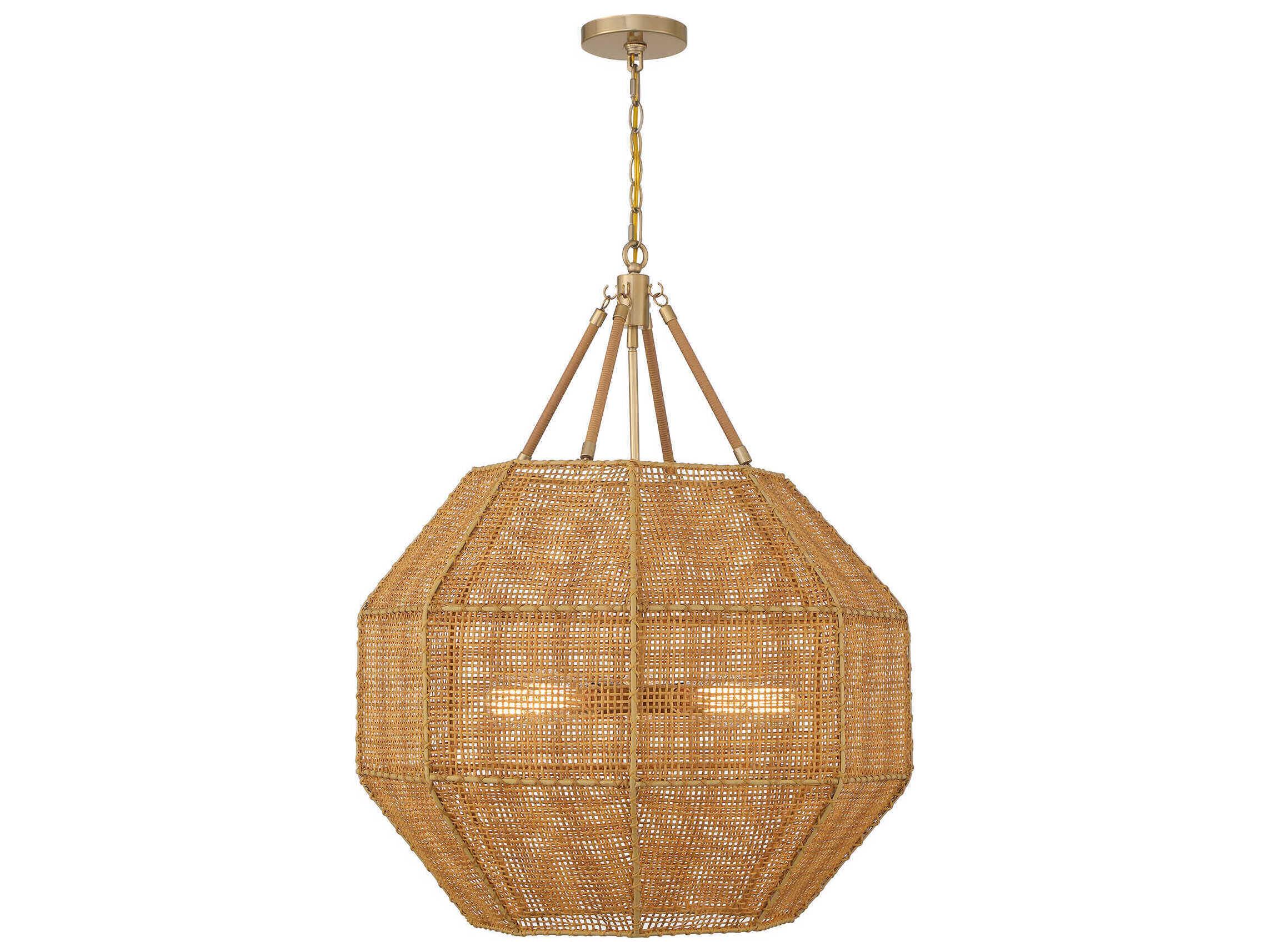 Savoy House Selby 5-Light Burnished Brass Rattan Geometric Pendant