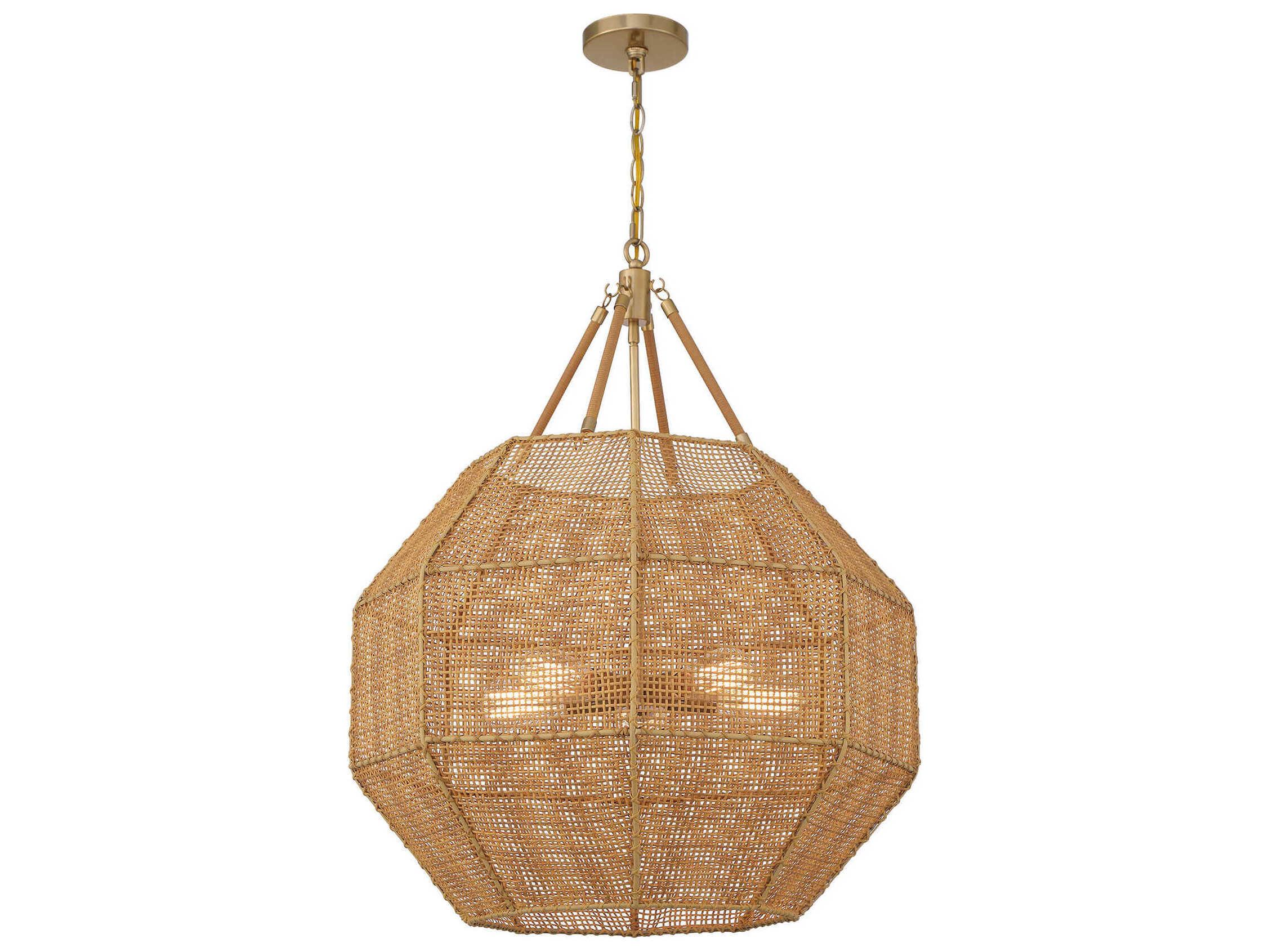 Savoy House Selby 5-Light Burnished Brass Rattan Geometric Pendant