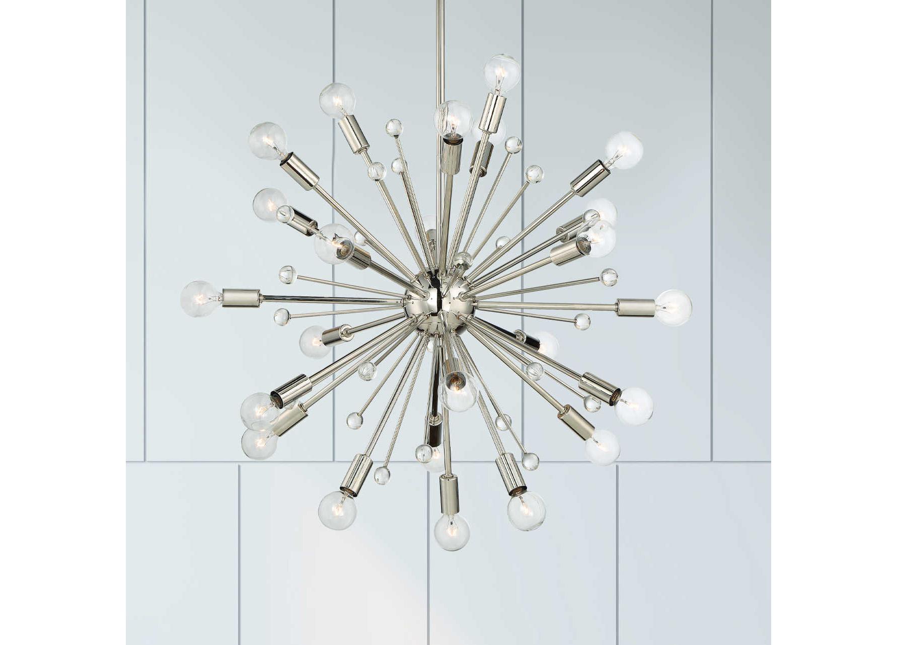 Savoy House Galea 24-Light Polished Nickel Crystal Sputnik Pendant
