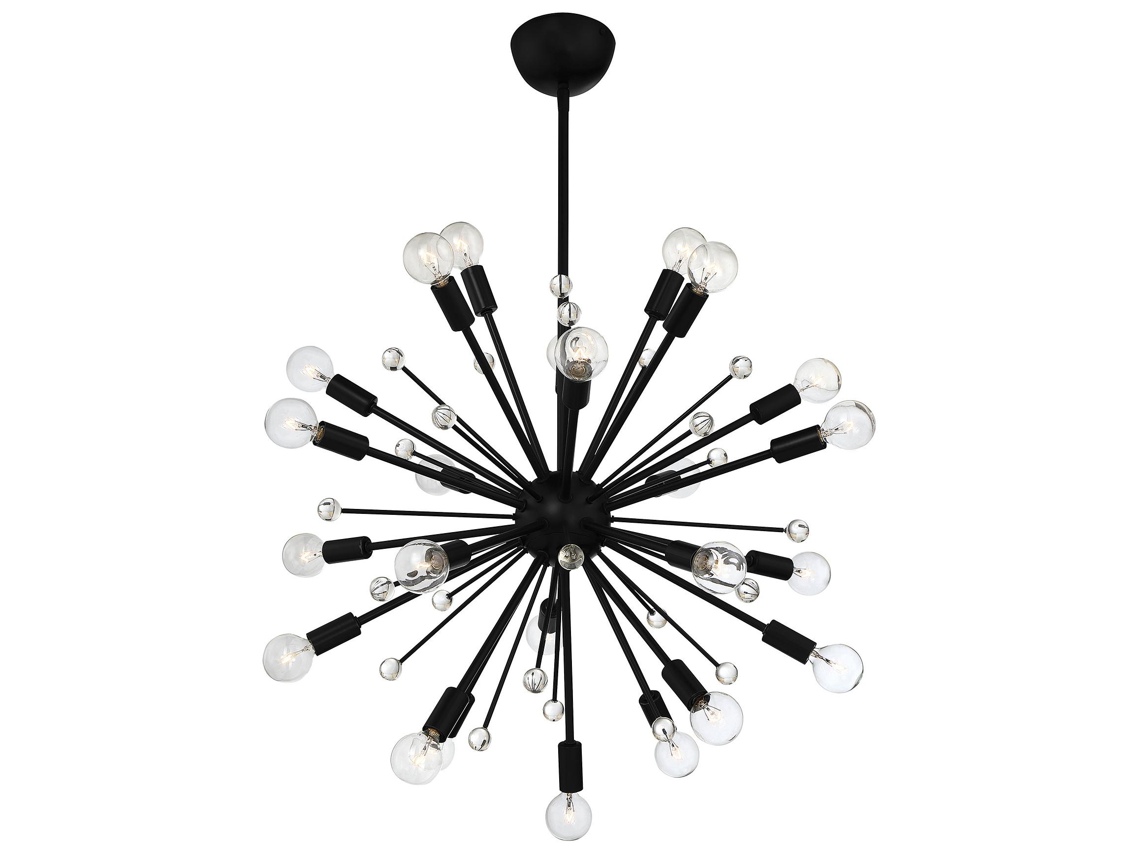 Savoy House Galea 24-Light Matte Black Crystal Sputnik Pendant