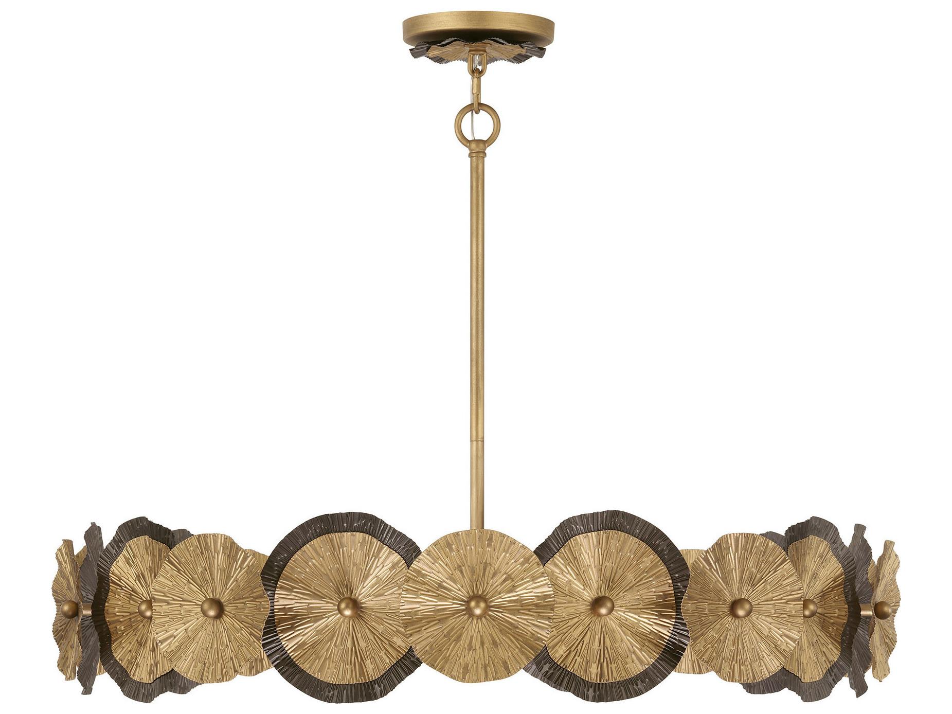 Savoy House Lincoln 5-Light Distressed Gold Bronze Round Pendant