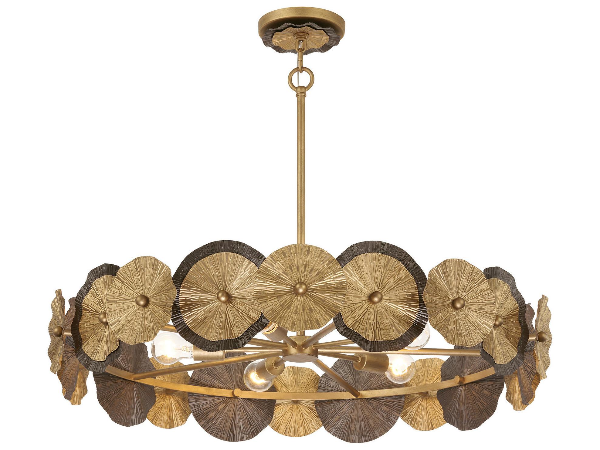 Savoy House Lincoln 5-Light Distressed Gold Bronze Round Pendant