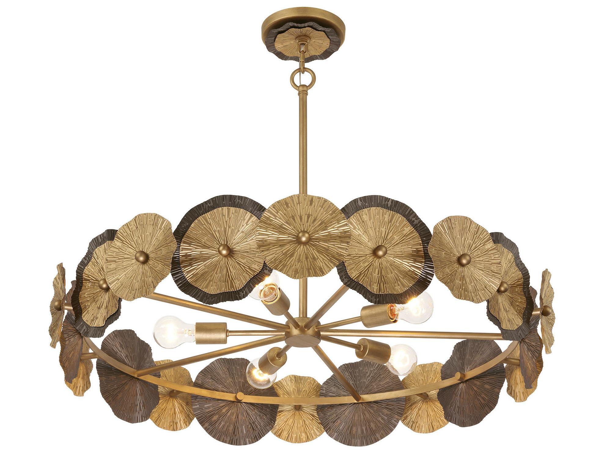 Savoy House Lincoln 5-Light Distressed Gold Bronze Round Pendant