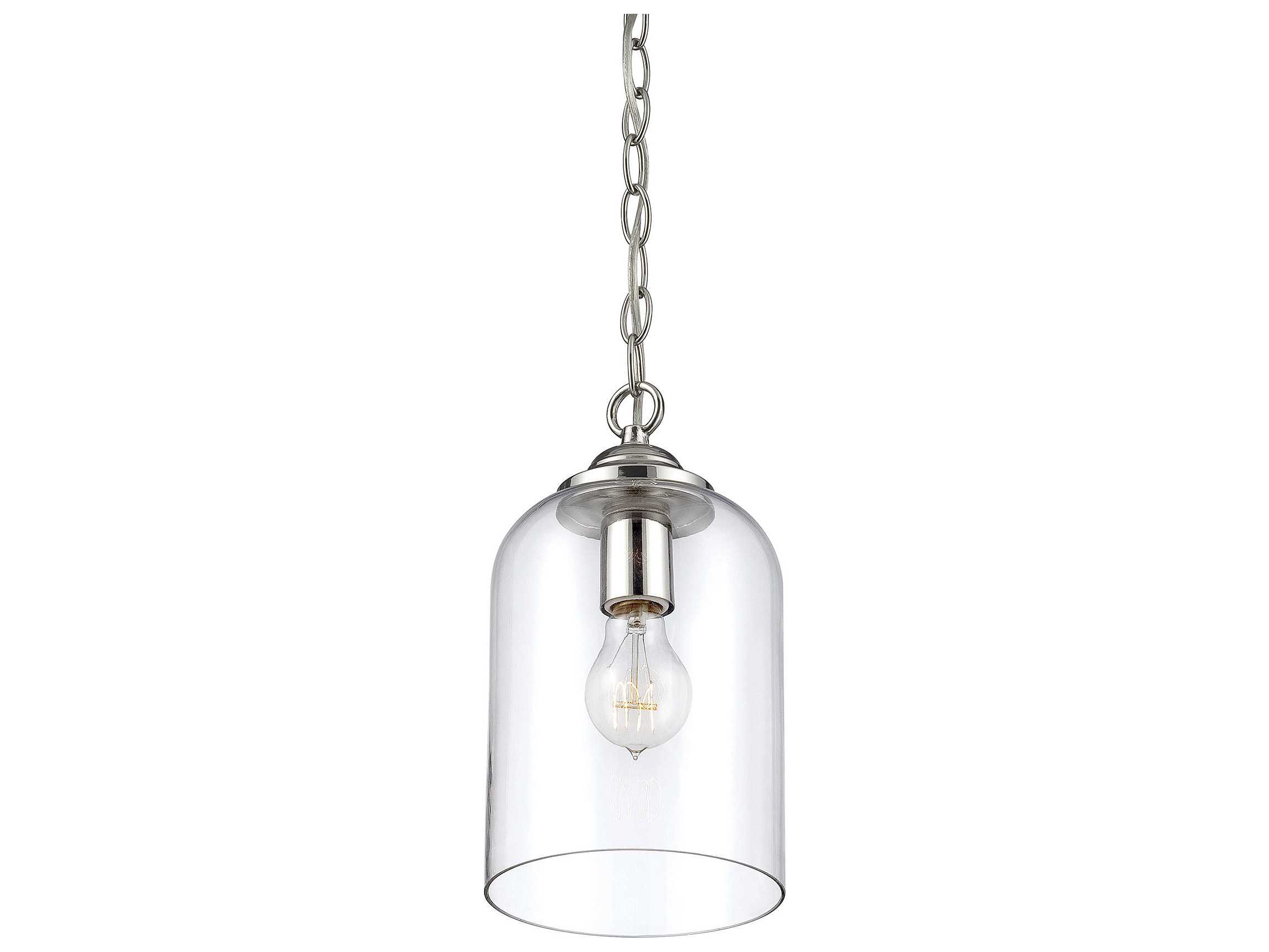 Savoy House Bally 1-Light Polished Nickel Chrome Glass Mini Pendant