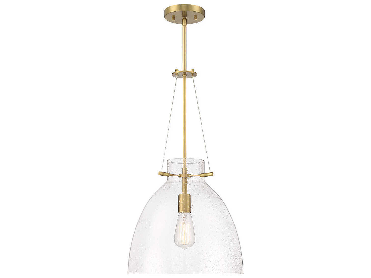 Savoy House Foster 1-Light Warm Brass Glass Dome Pendant