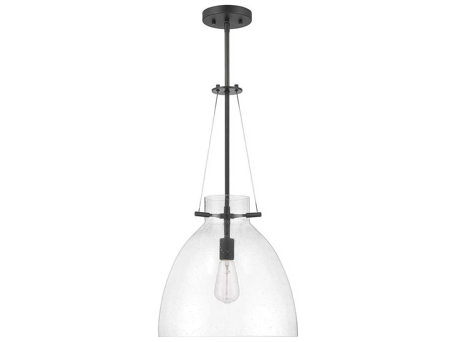 Savoy House Foster 1-Light Matte Black Glass Dome Pendant