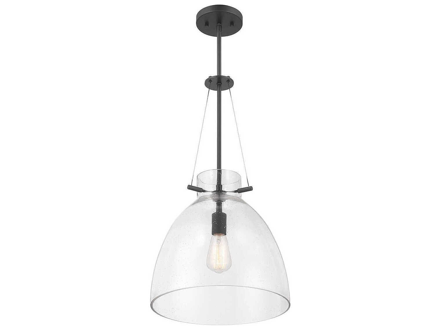 Savoy House Foster 1-Light Matte Black Glass Dome Pendant