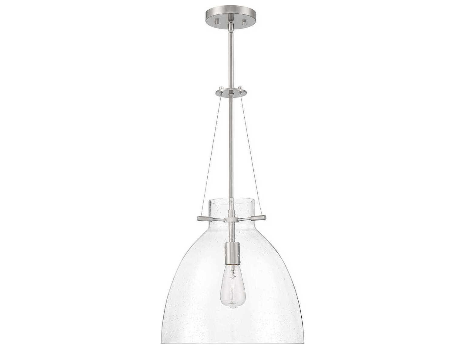 Savoy House Foster 1-Light Satin Nickel Glass Dome Pendant