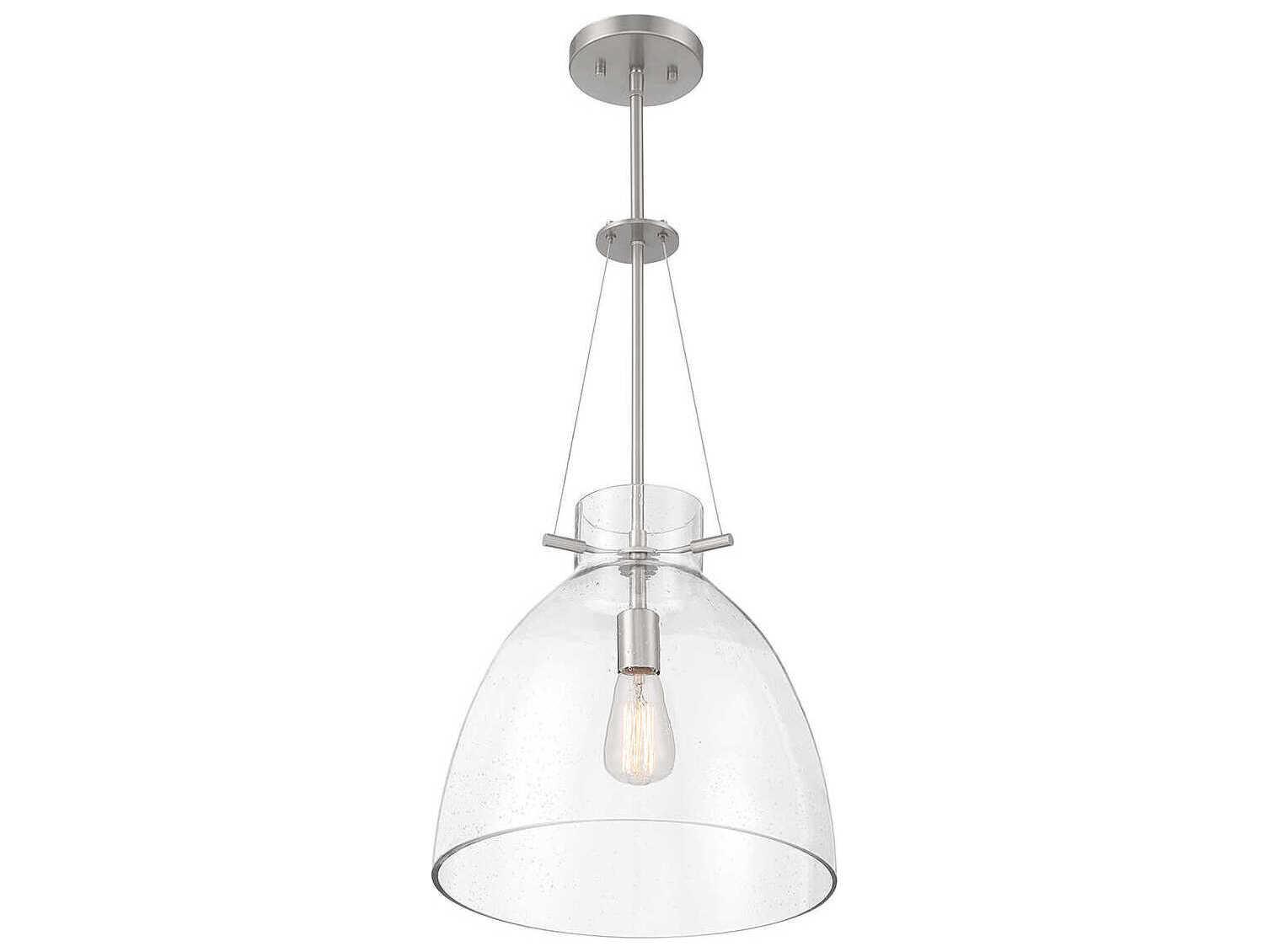Savoy House Foster 1-Light Satin Nickel Glass Dome Pendant