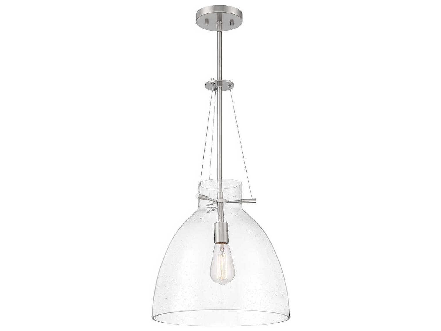 Savoy House Foster 1-Light Satin Nickel Glass Dome Pendant
