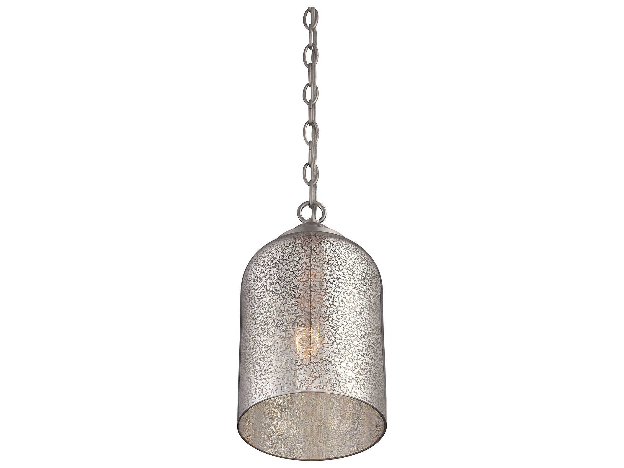 Savoy House Bally 1-Light Satin Nickel Pewter Glass Mini Pendant