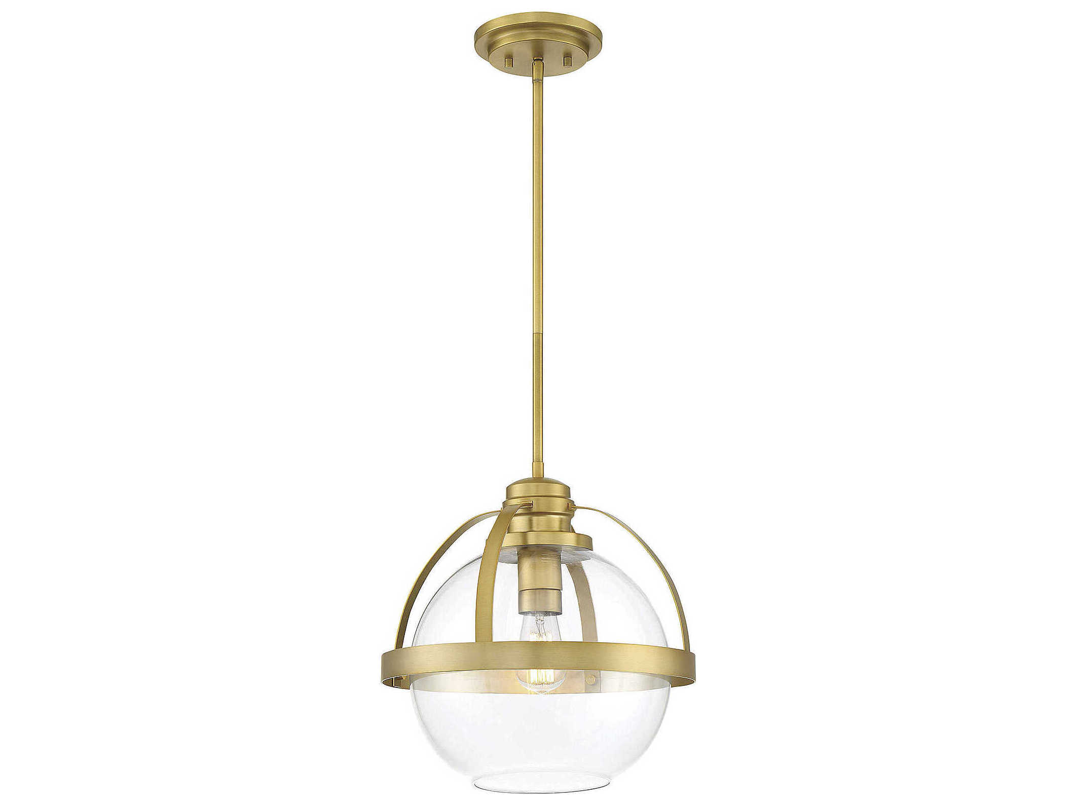 Savoy House Pendleton 1-Light Warm Brass Glass Globe Pendant