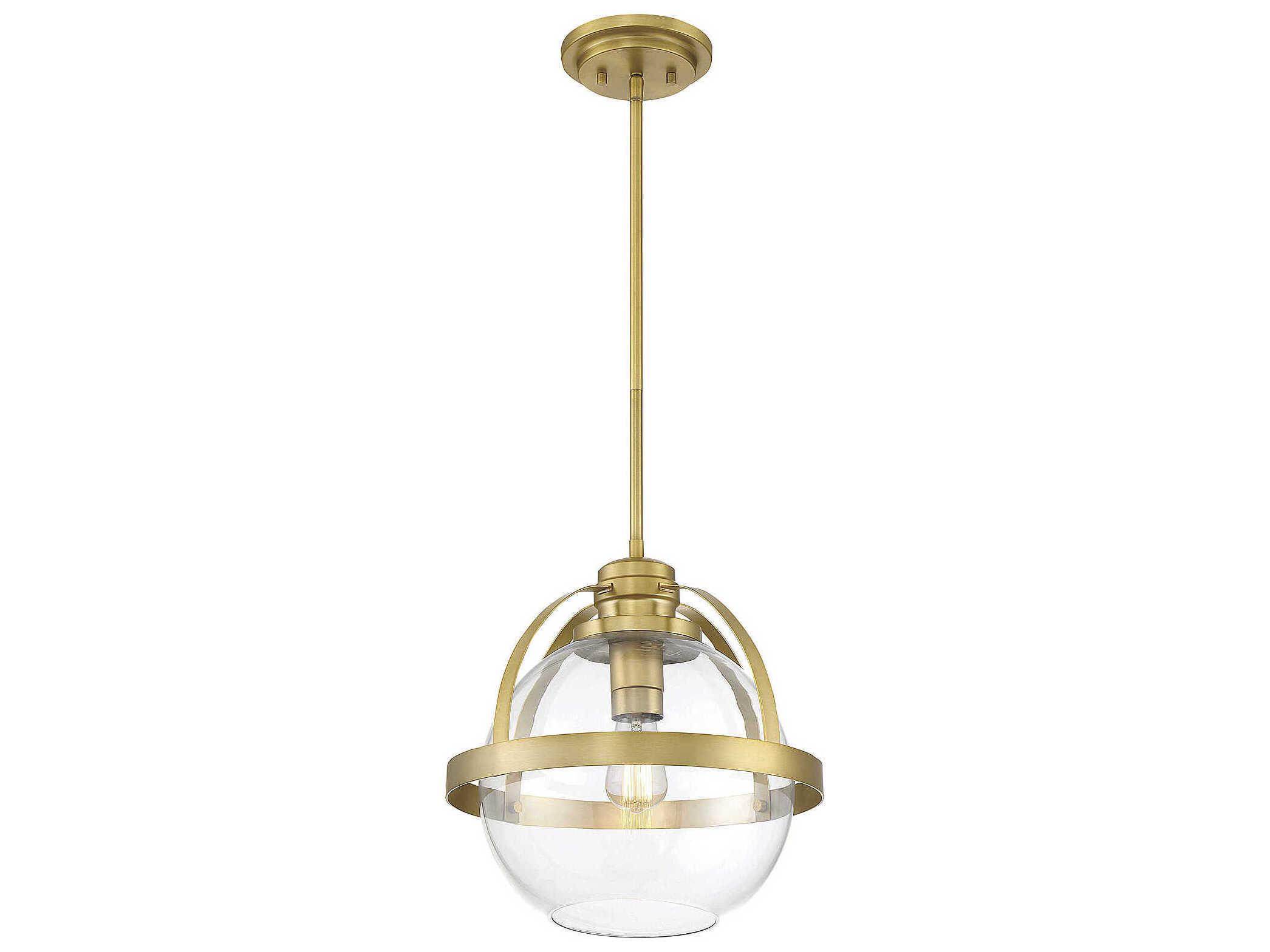 Savoy House Pendleton 1-Light Warm Brass Glass Globe Pendant