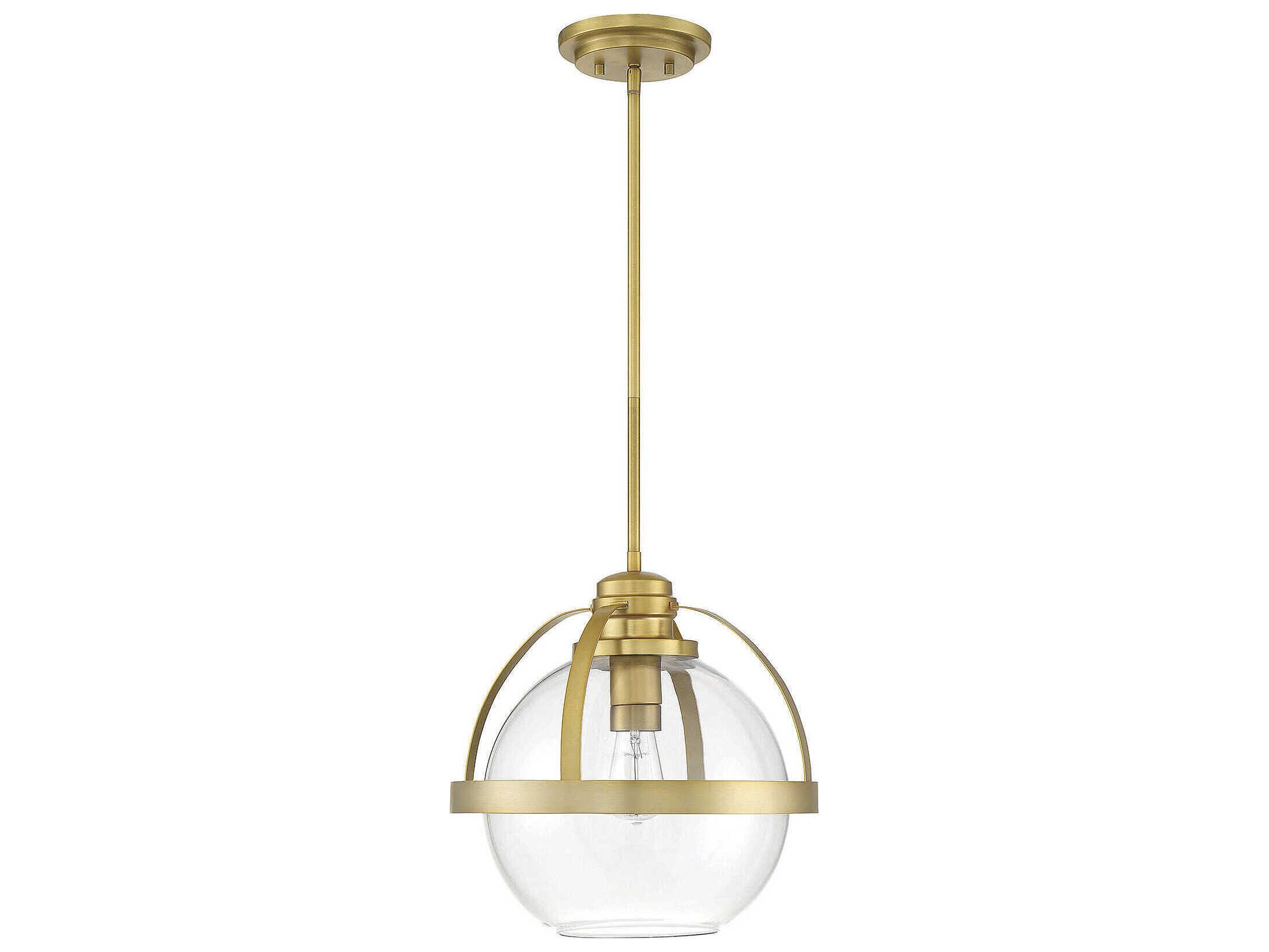 Savoy House Pendleton 1-Light Warm Brass Glass Globe Pendant