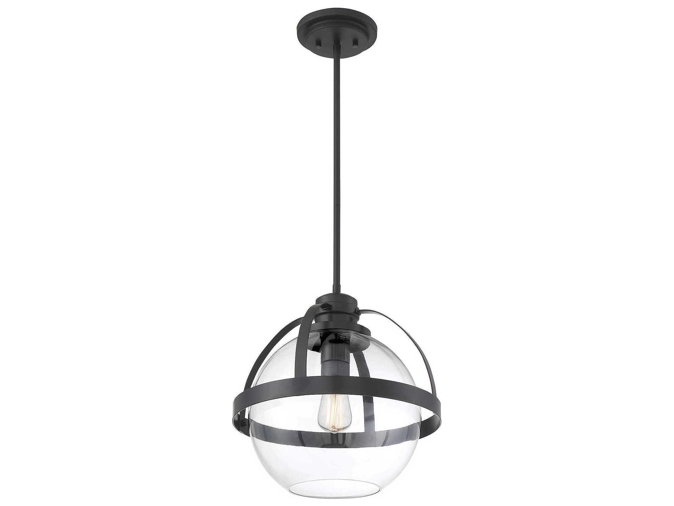 Savoy House Pendleton 1-Light Matte Black Glass Globe Pendant