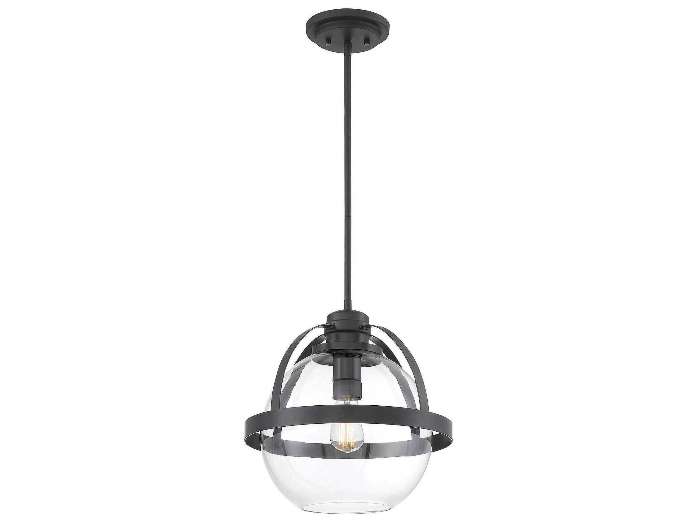 Savoy House Pendleton 1-Light Matte Black Glass Globe Pendant