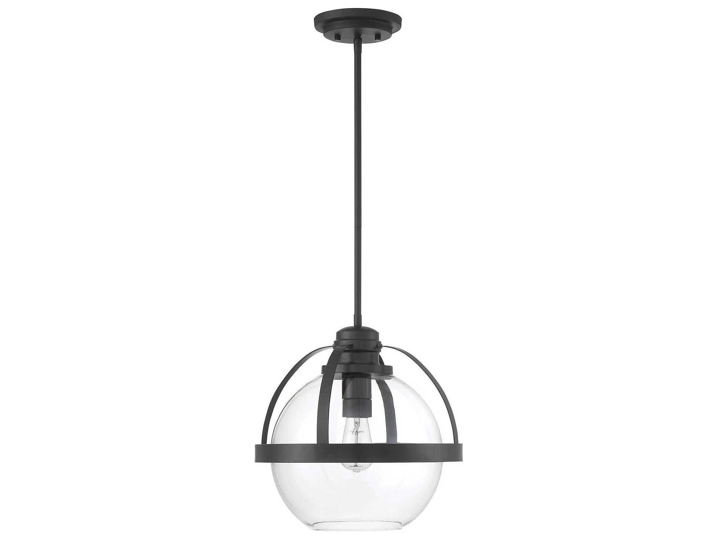 Savoy House Pendleton 1-Light Matte Black Glass Globe Pendant