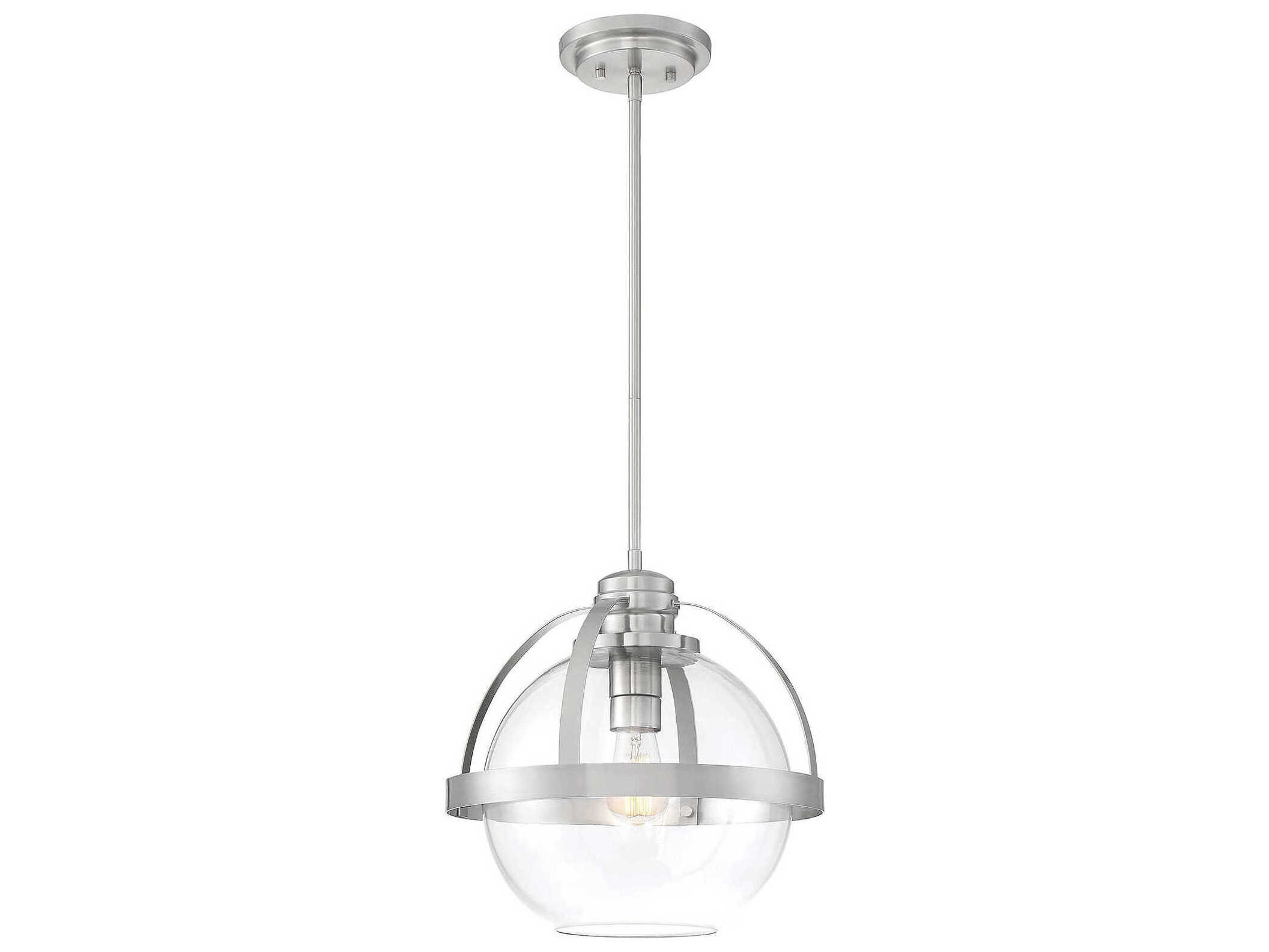 Savoy House Pendleton 1-Light Satin Nickel Glass Globe Pendant
