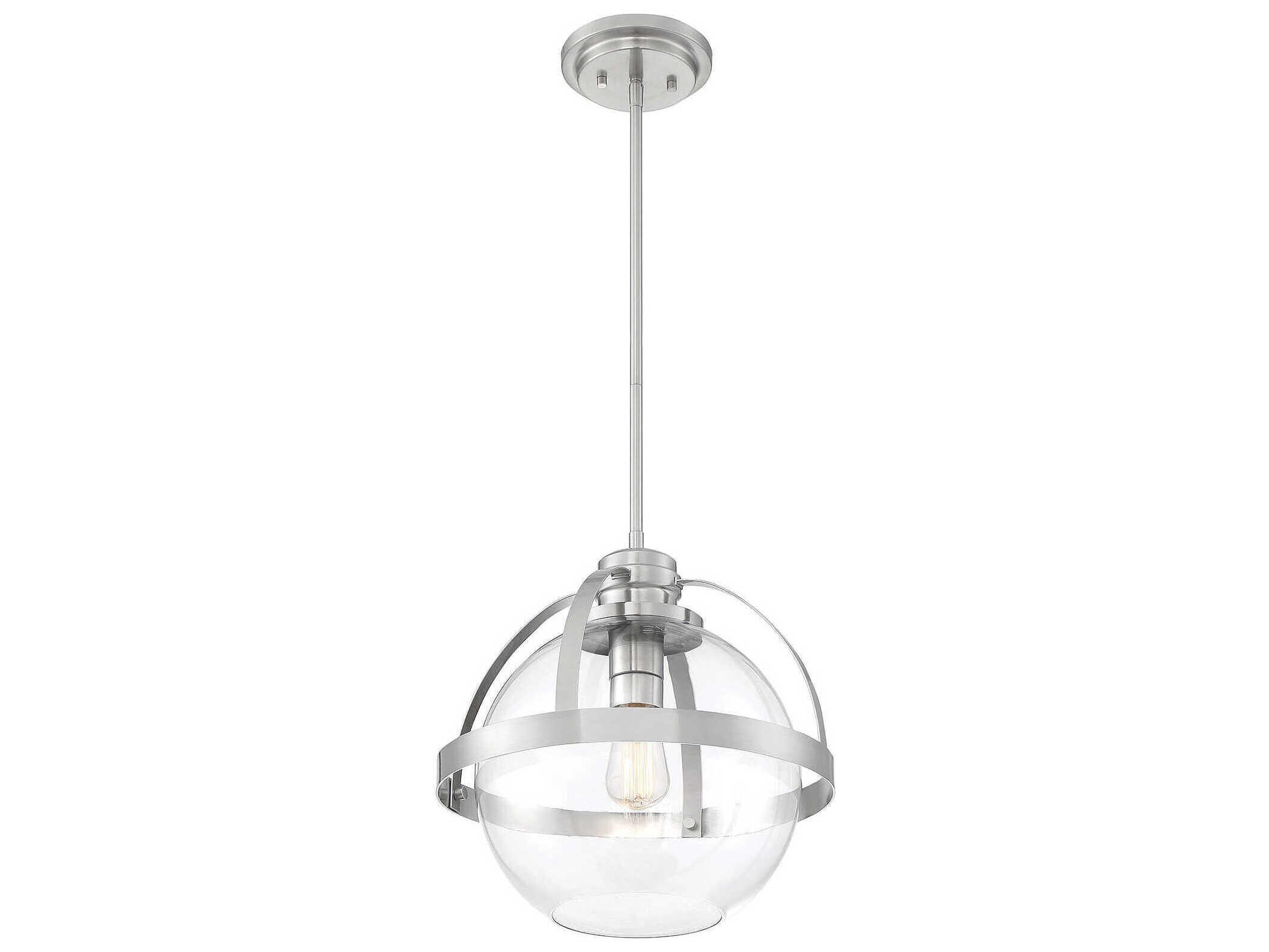 Savoy House Pendleton 1-Light Satin Nickel Glass Globe Pendant