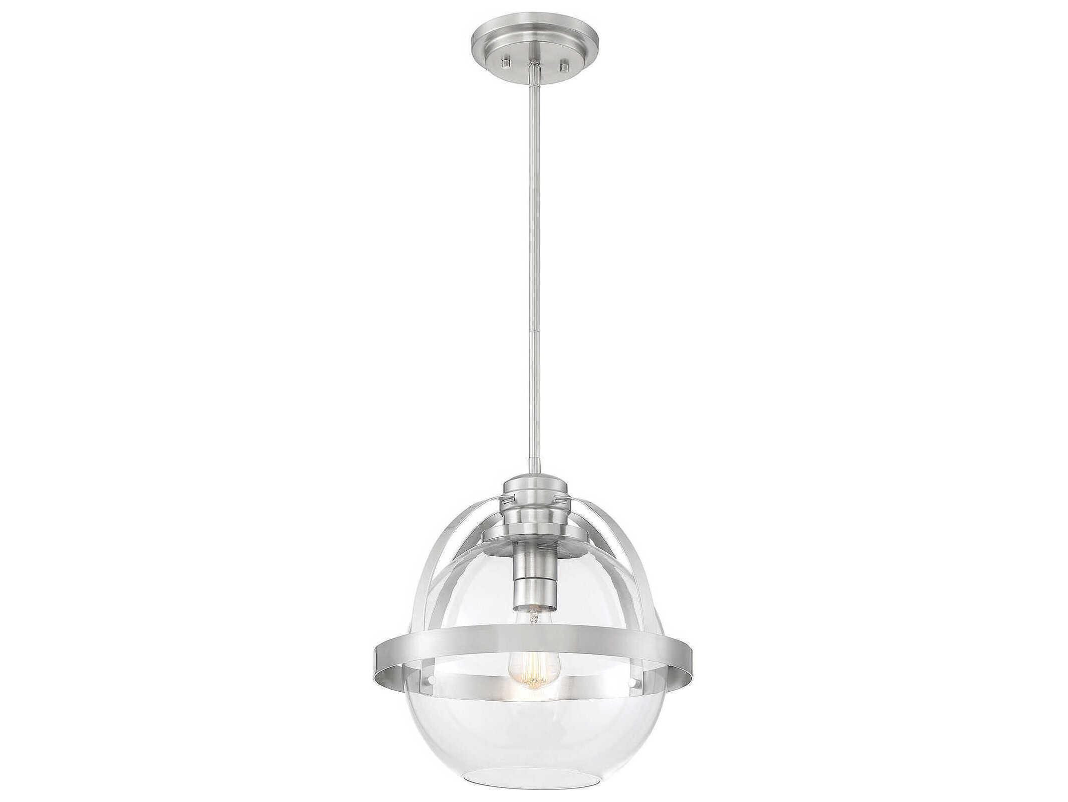 Savoy House Pendleton 1-Light Satin Nickel Glass Globe Pendant