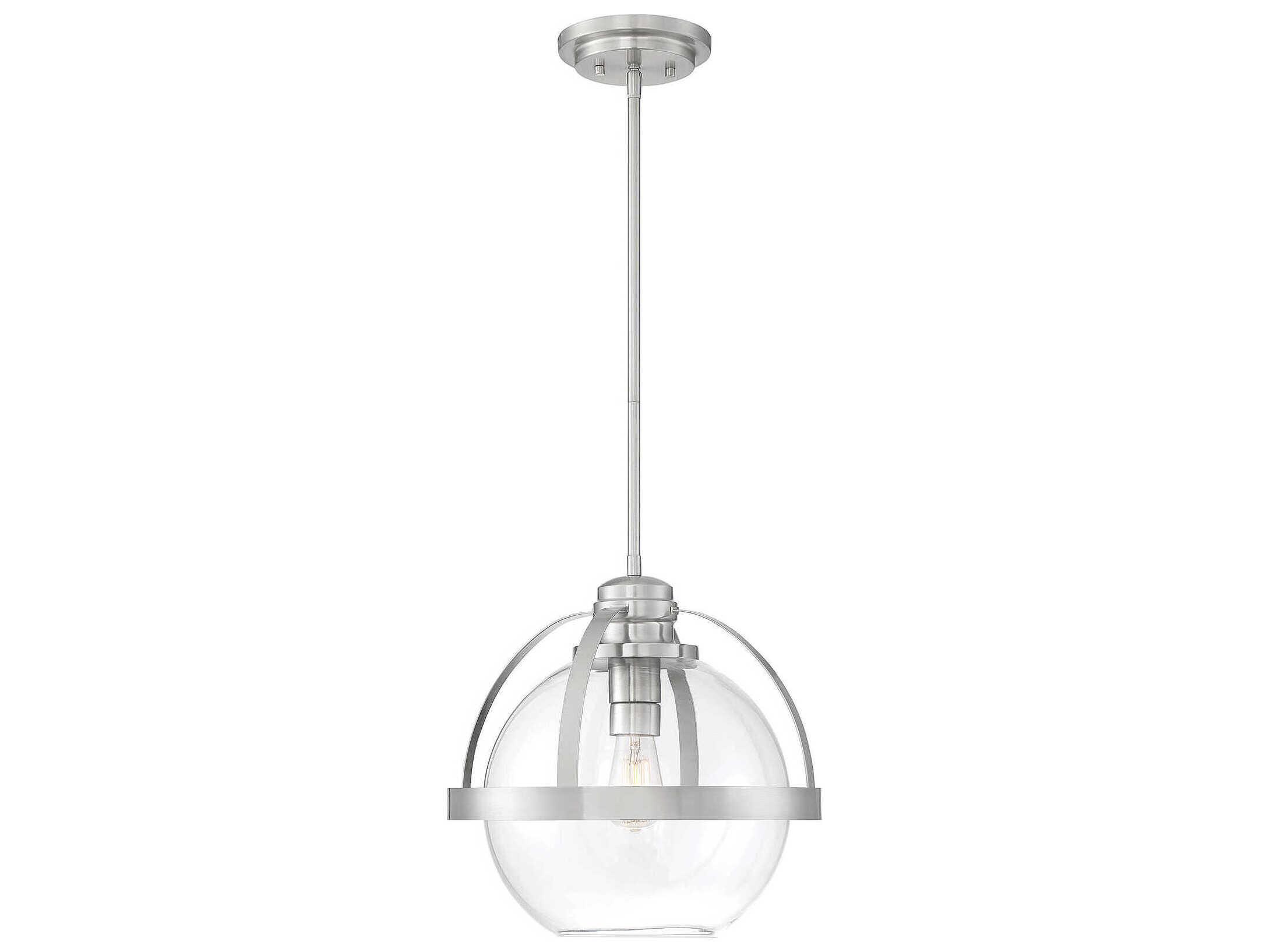 Savoy House Pendleton 1-Light Satin Nickel Glass Globe Pendant