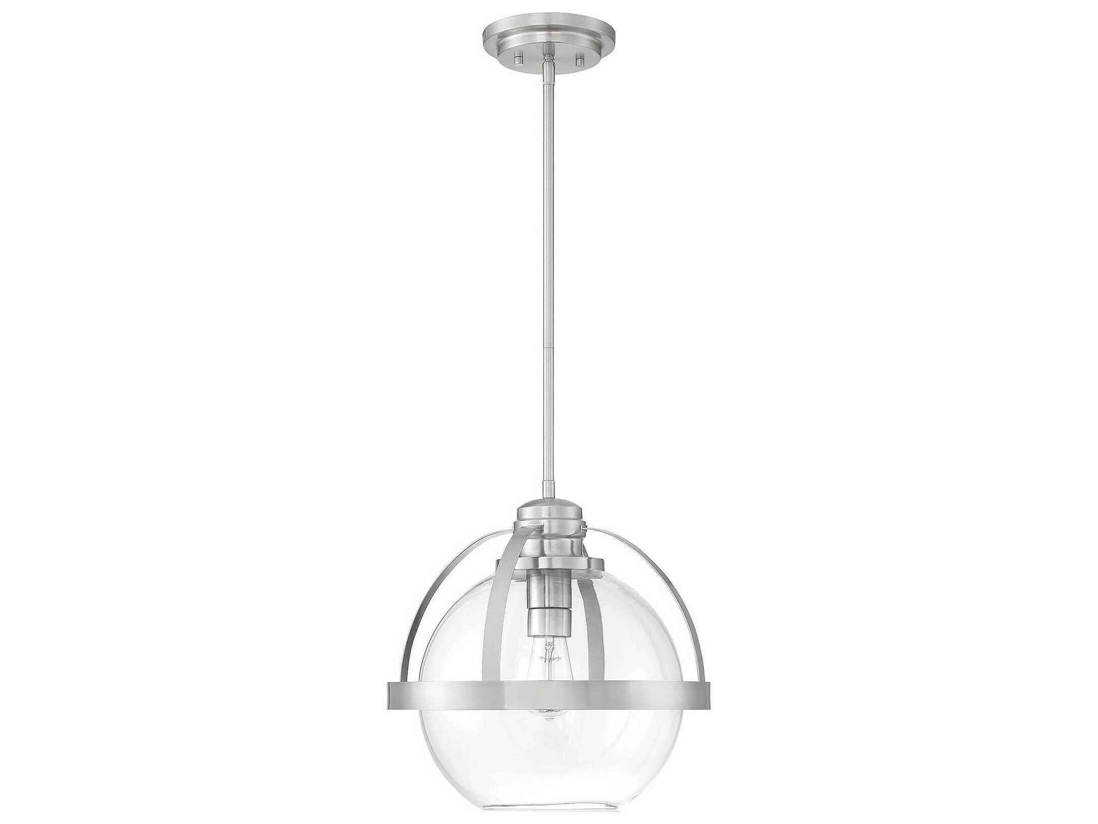 Savoy House Pendleton 1-Light Satin Nickel Glass Globe Pendant
