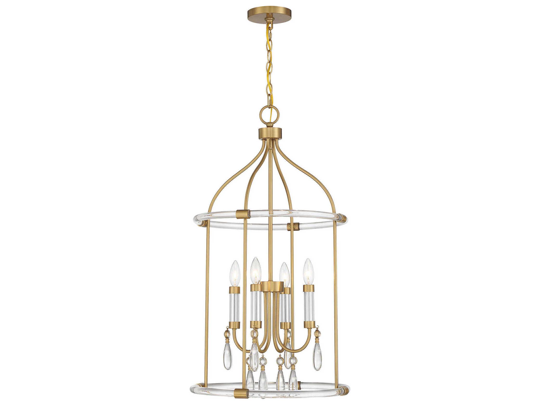 Savoy House Mayfair 4-Light Warm Brass Chrome Lantern Pendant
