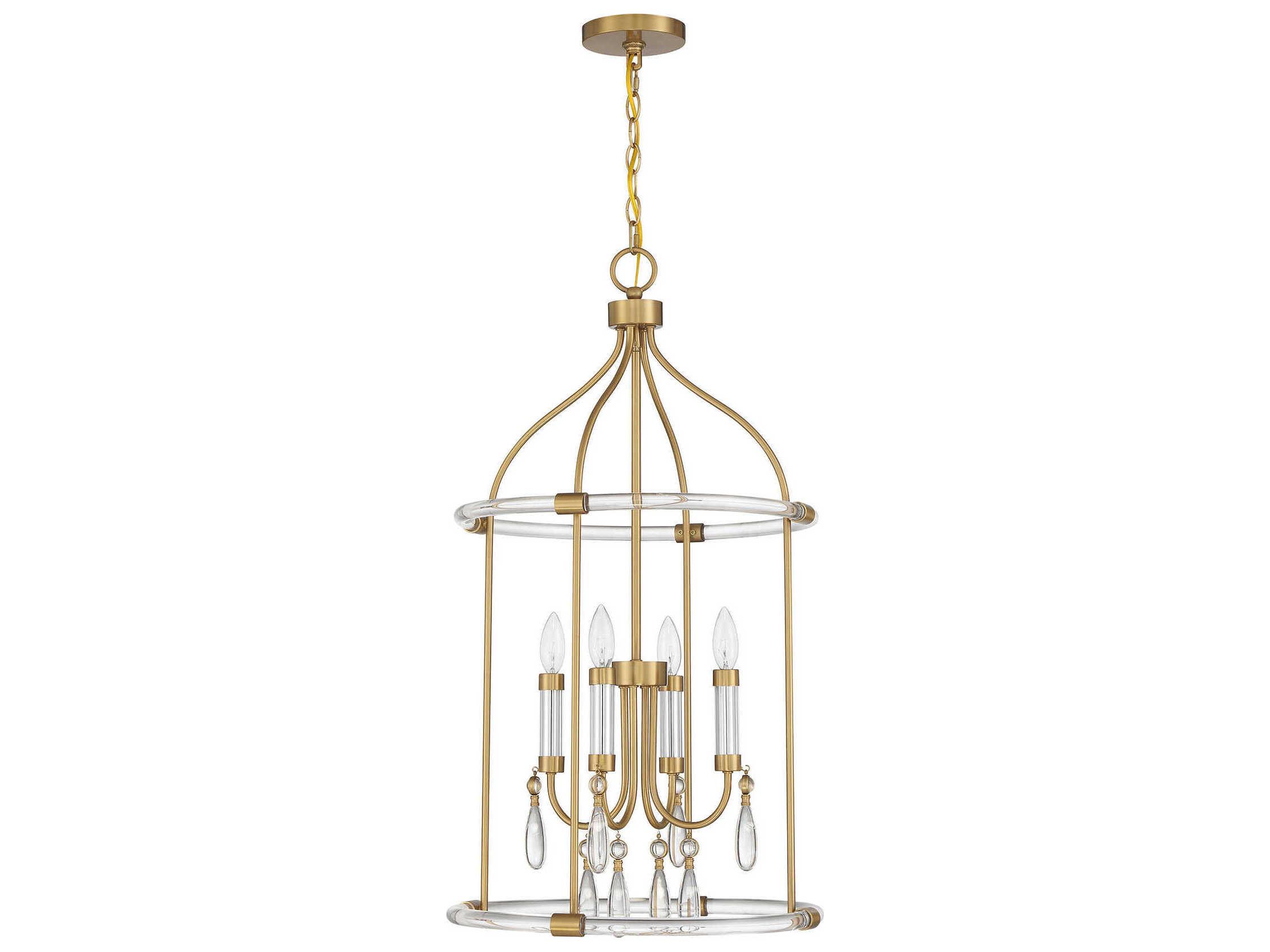 Savoy House Mayfair 4-Light Warm Brass Chrome Lantern Pendant