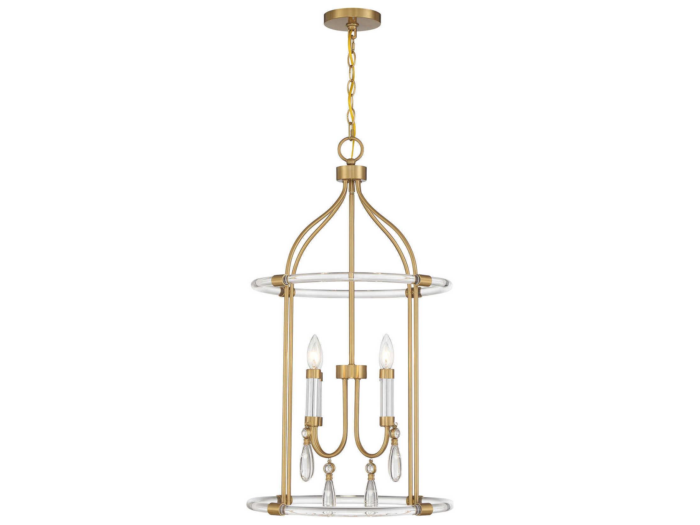 Savoy House Mayfair 4-Light Warm Brass Chrome Lantern Pendant