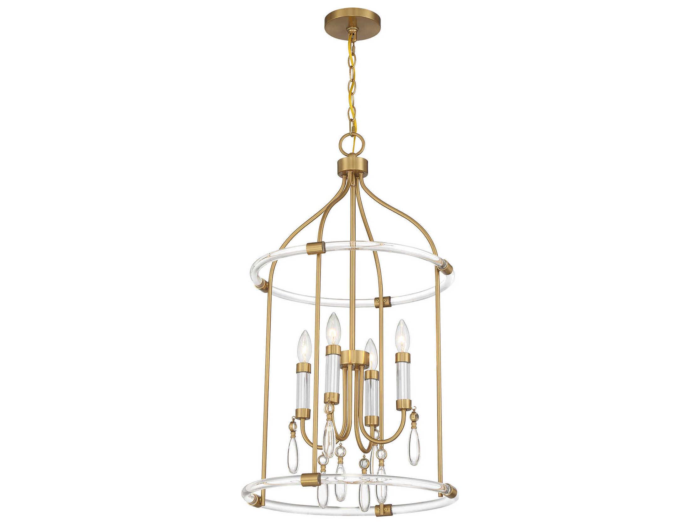 Savoy House Mayfair 4-Light Warm Brass Chrome Lantern Pendant