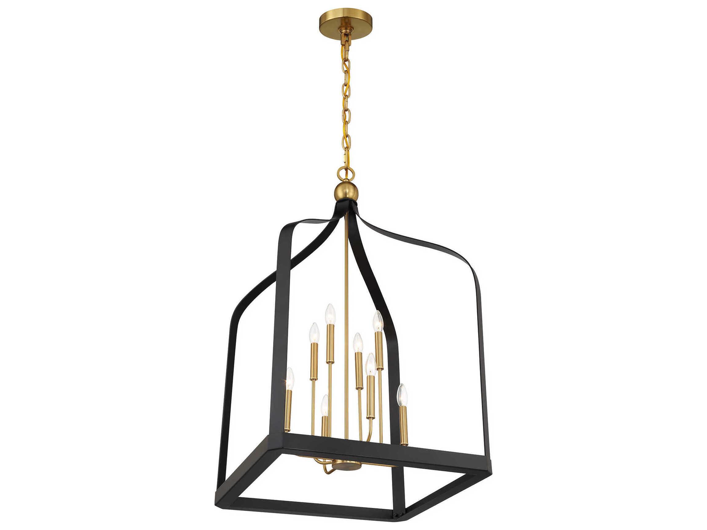 Savoy House Sheffield 8-Light Matte Black Warm Brass Pendant